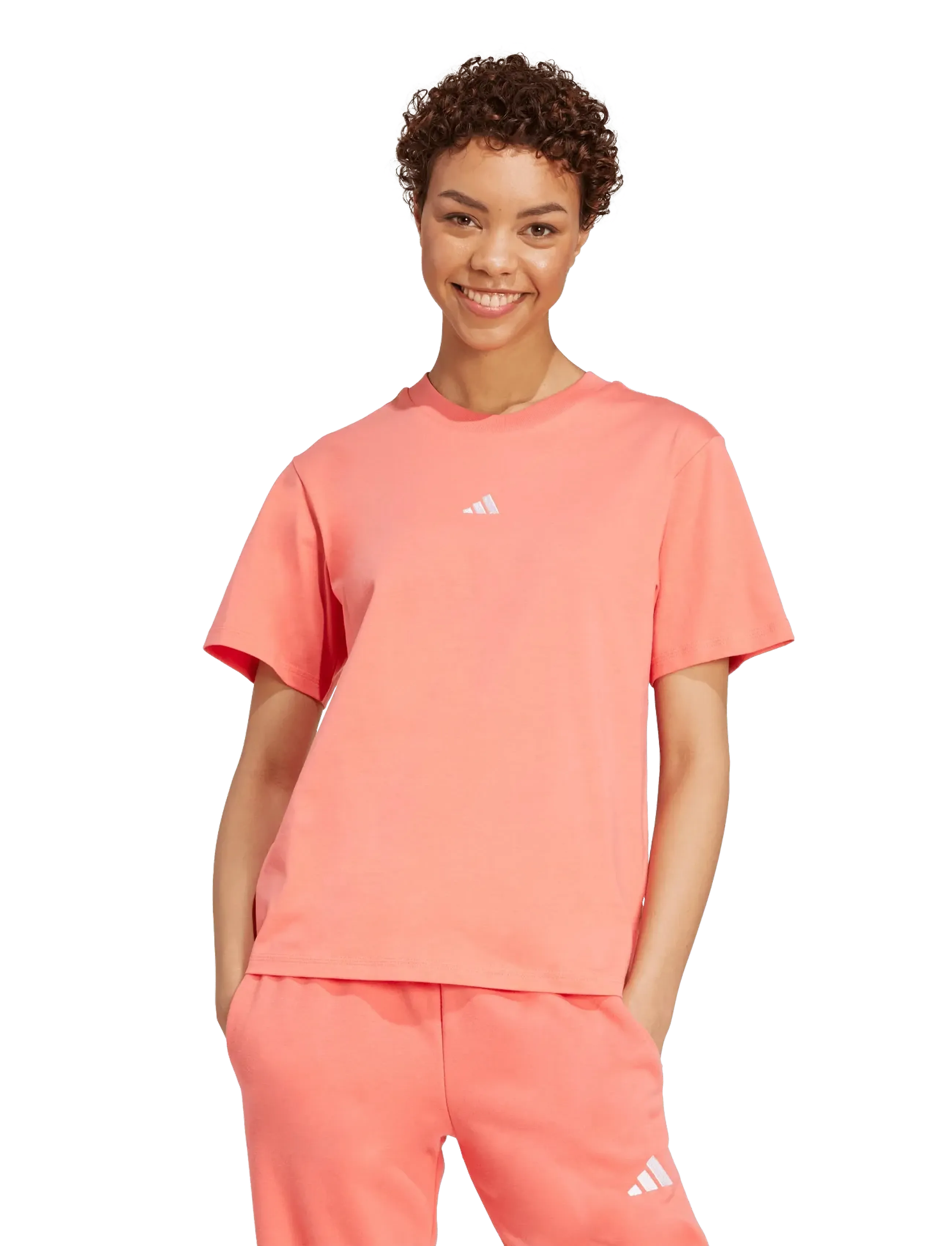 adidas Sportswear W SL SJ T - T-shirts - SEMTUR/WHITE / coral
