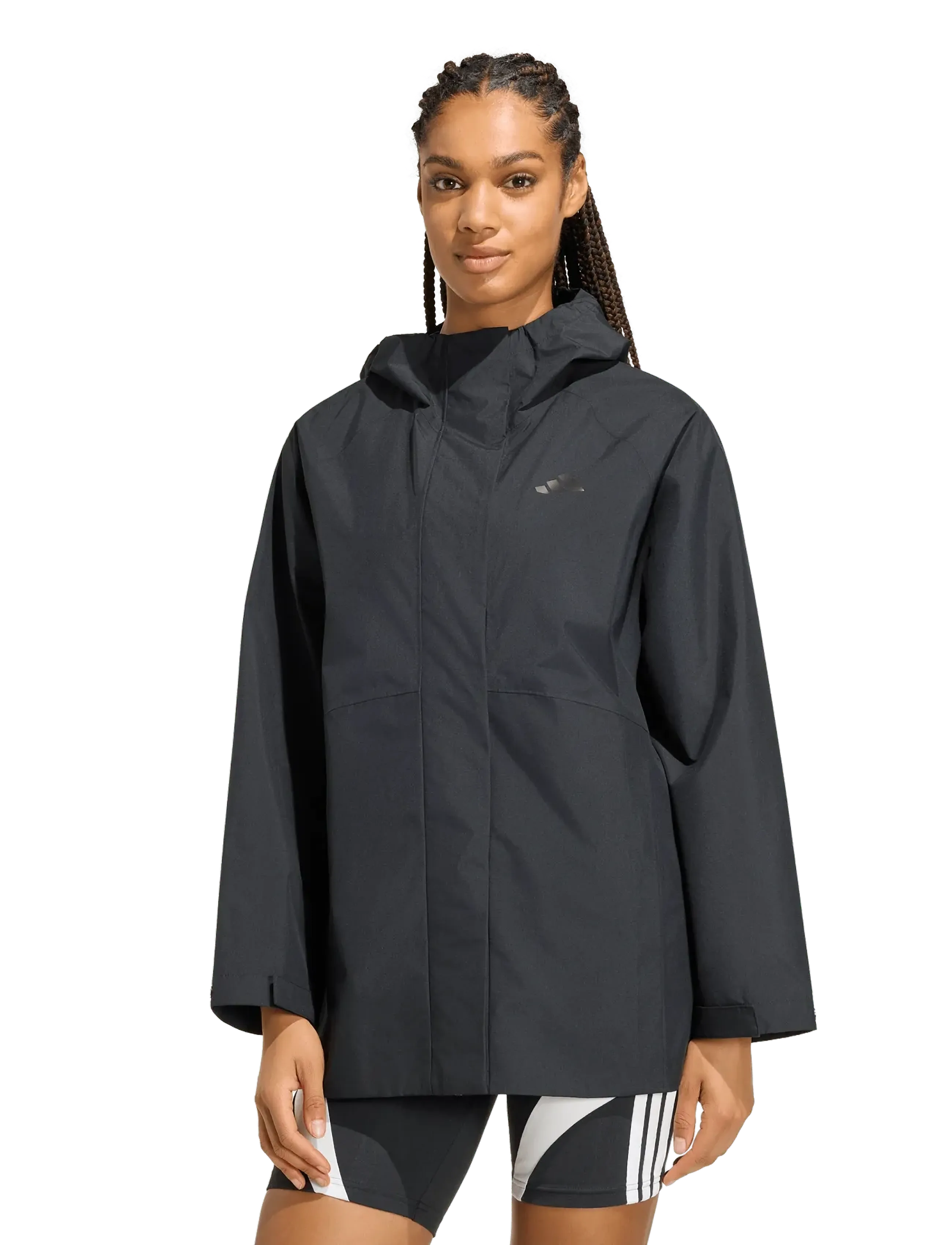 adidas Sportswear W Ess Rain Park, Kvinder, Regn Parka Med Hætte, Sort, Str: S