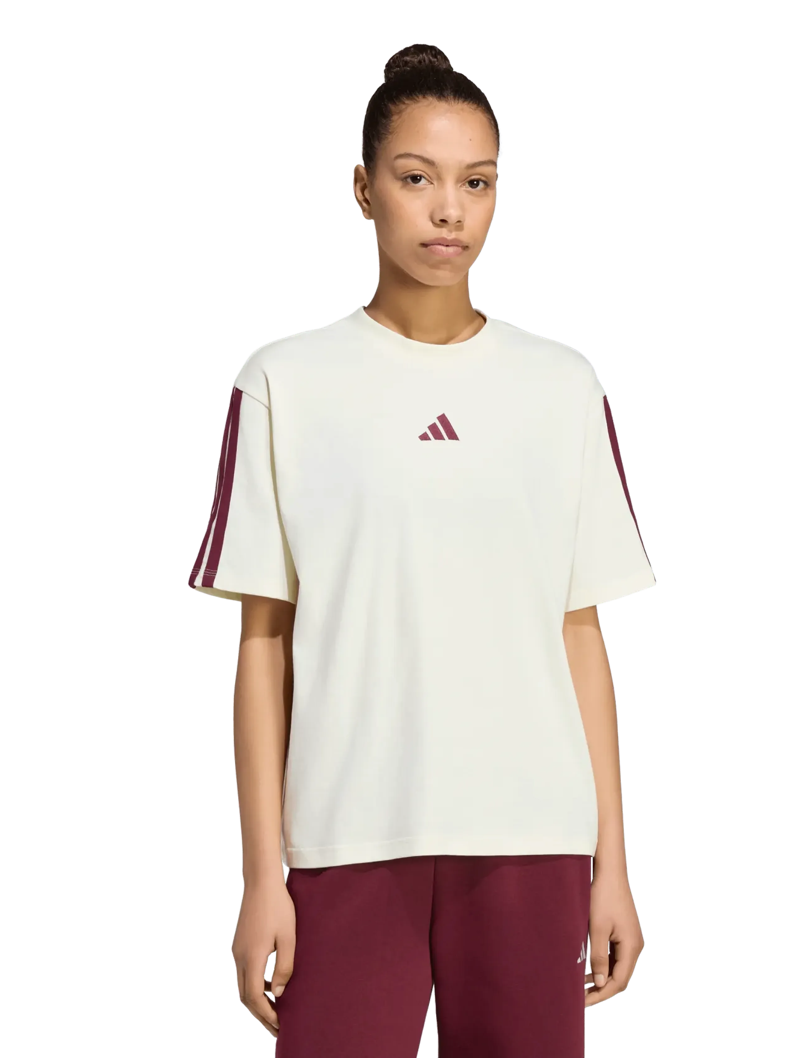 adidas Sportswear - W 3S SJ BF T - t-shirts - ivory/maroon - 2