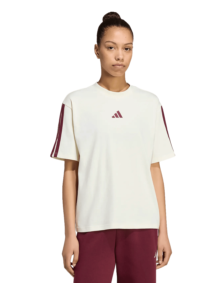 adidas Sportswear - W 3S SJ BF T - t-shirts - ivory/maroon - 2