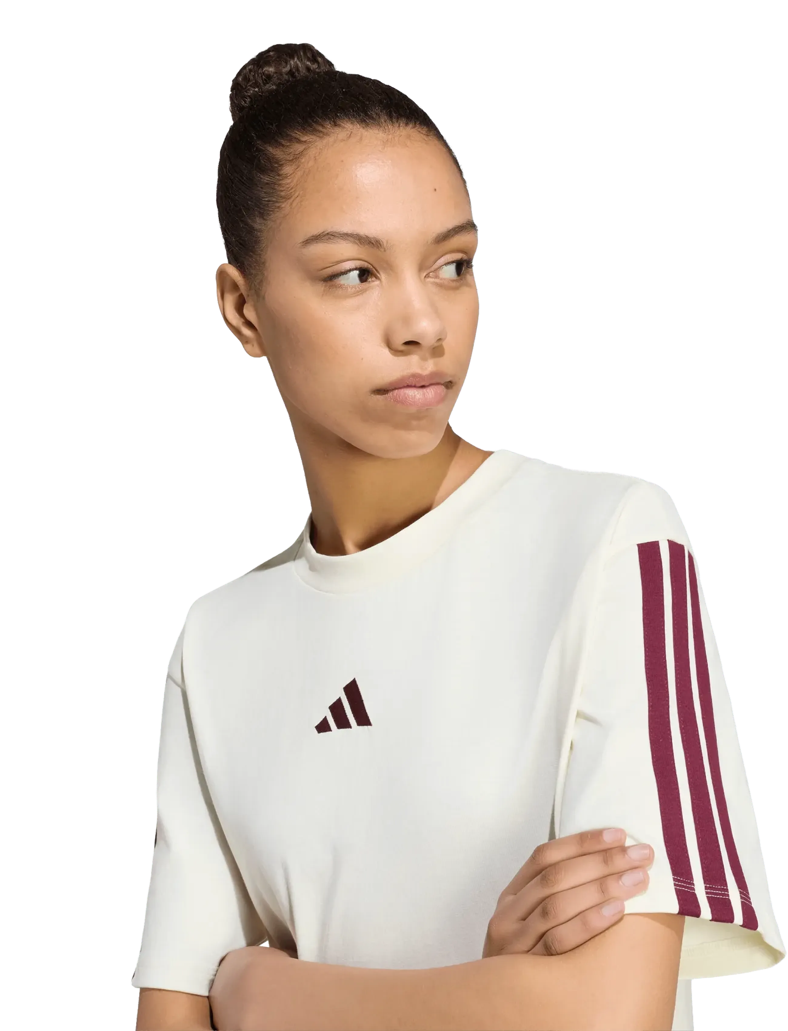 adidas Sportswear - W 3S SJ BF T - t-shirts - ivory/maroon - 3