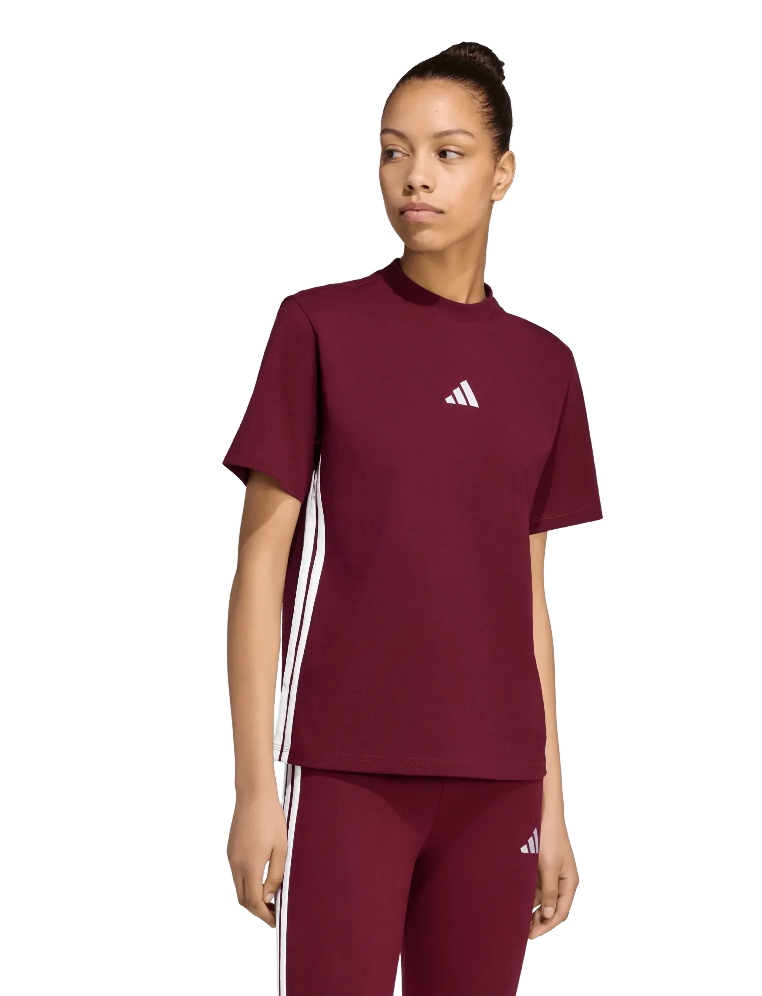adidas Sportswear - W 3S SJ T - t-shirts - maroon/white - 2