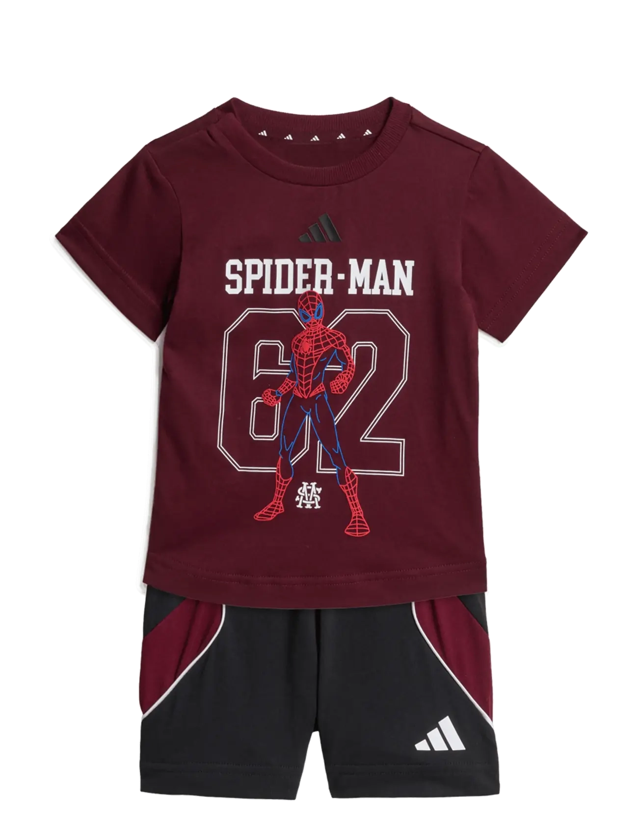 adidas Sportswear I MRVL SM T SET - Vis alt - MAROON/BLACK / burgundy