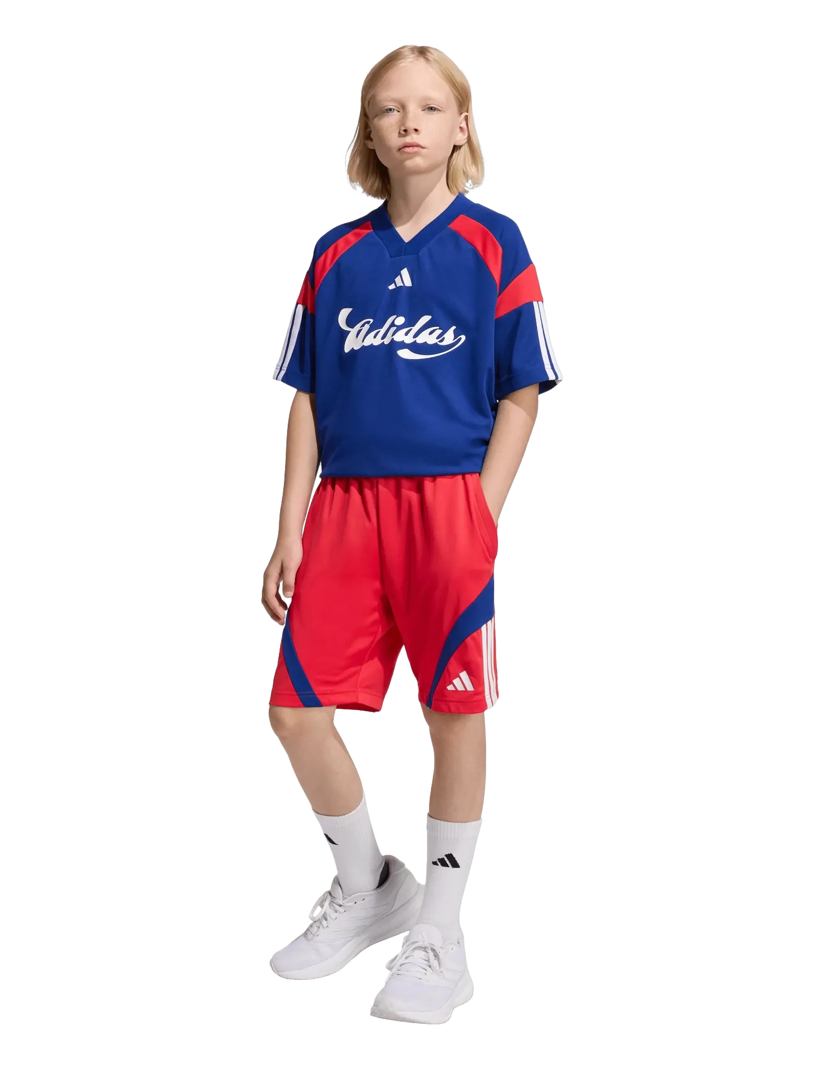 adidas Sportswear J Hot Tee, 164, Blue, T-Shirts > Fodboldtrøjer, Børn
