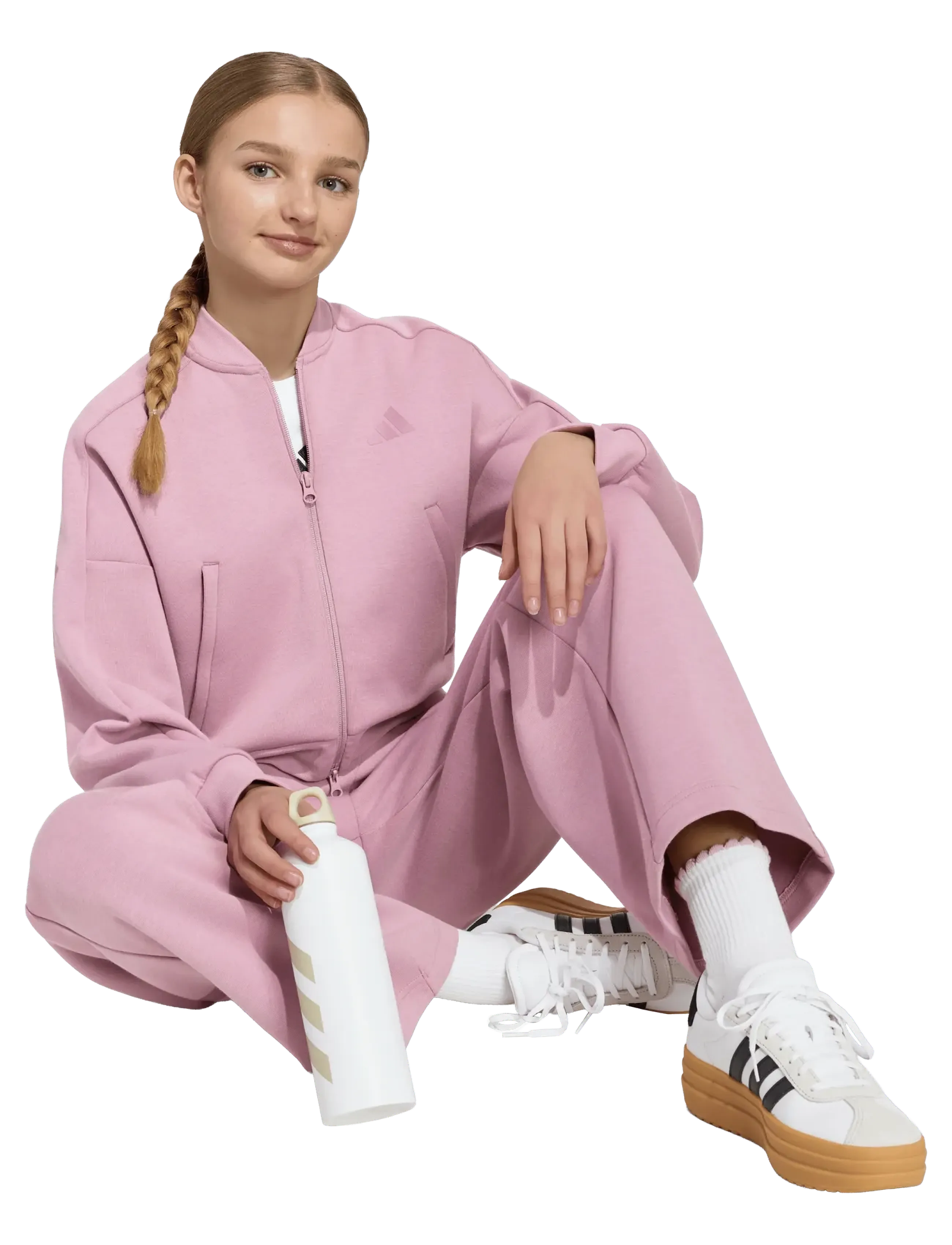 adidas Sportswear - JG FI 3S FZ - overtøj - magmau/wonorc - 0