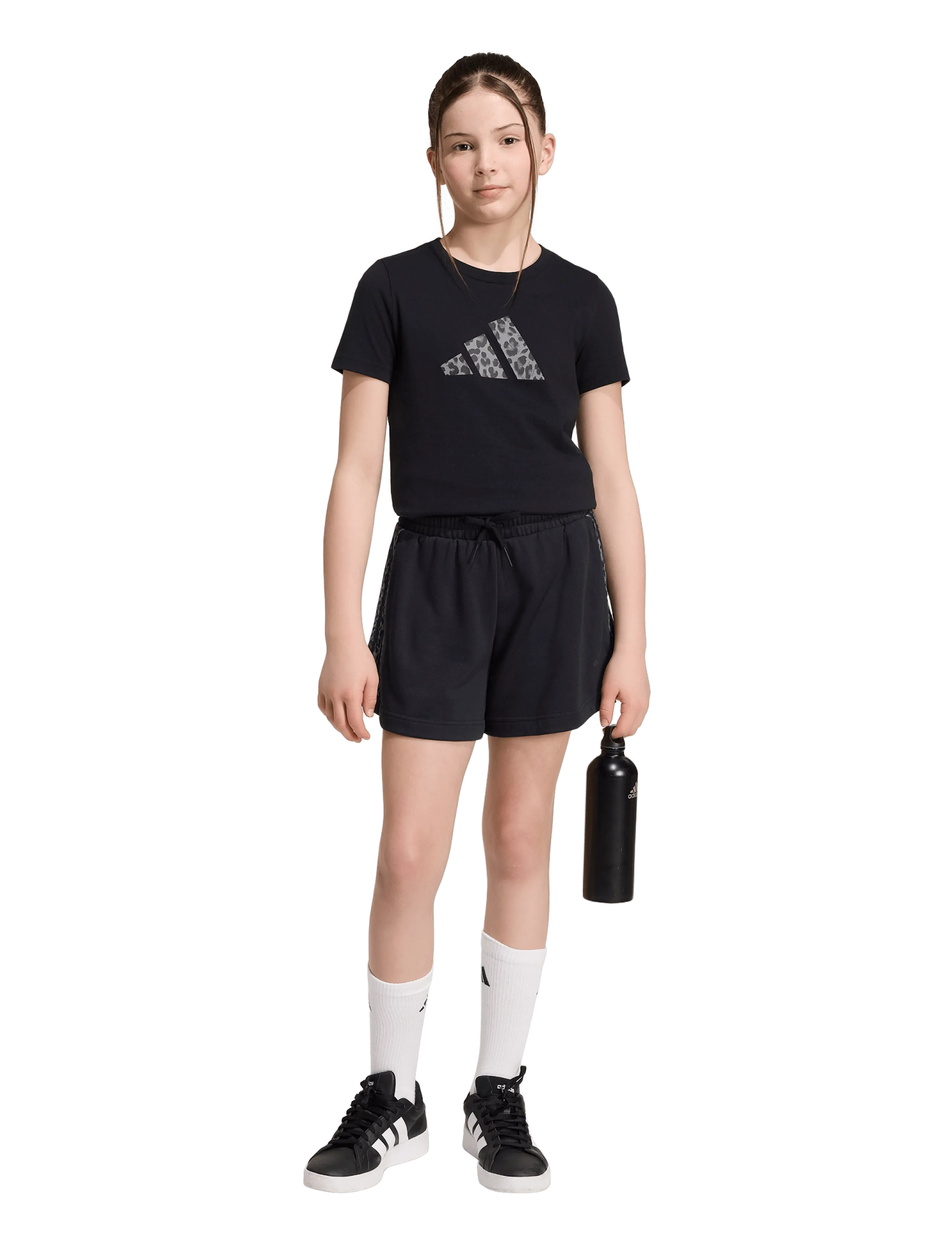 adidas Sportswear Jg Animal T, Børn, Leopard Print Logo T-shirt, Sort, Str: 170
