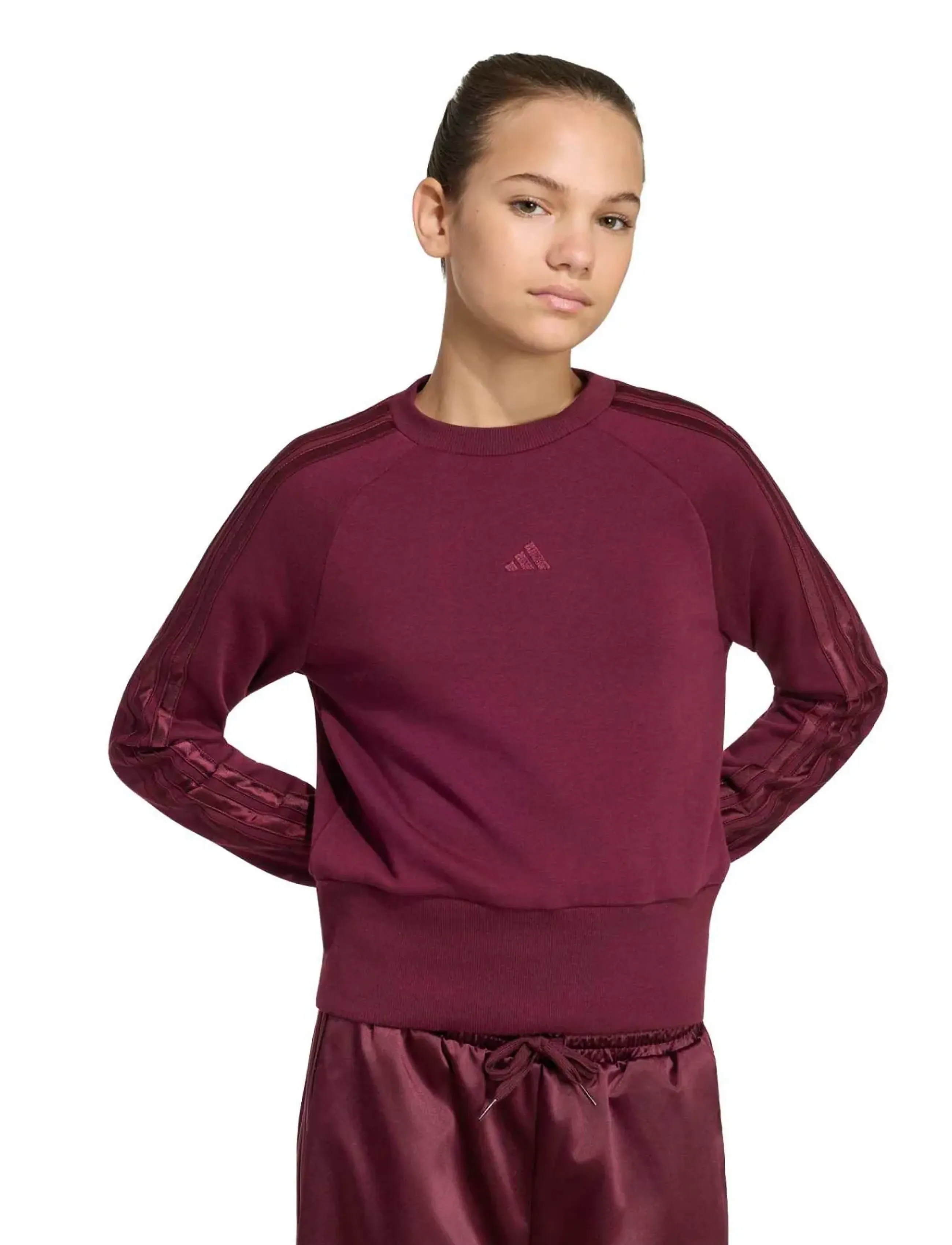 adidas Sportswear - JG SATIN SWT - sweatshirts - maroon/maroon - 0