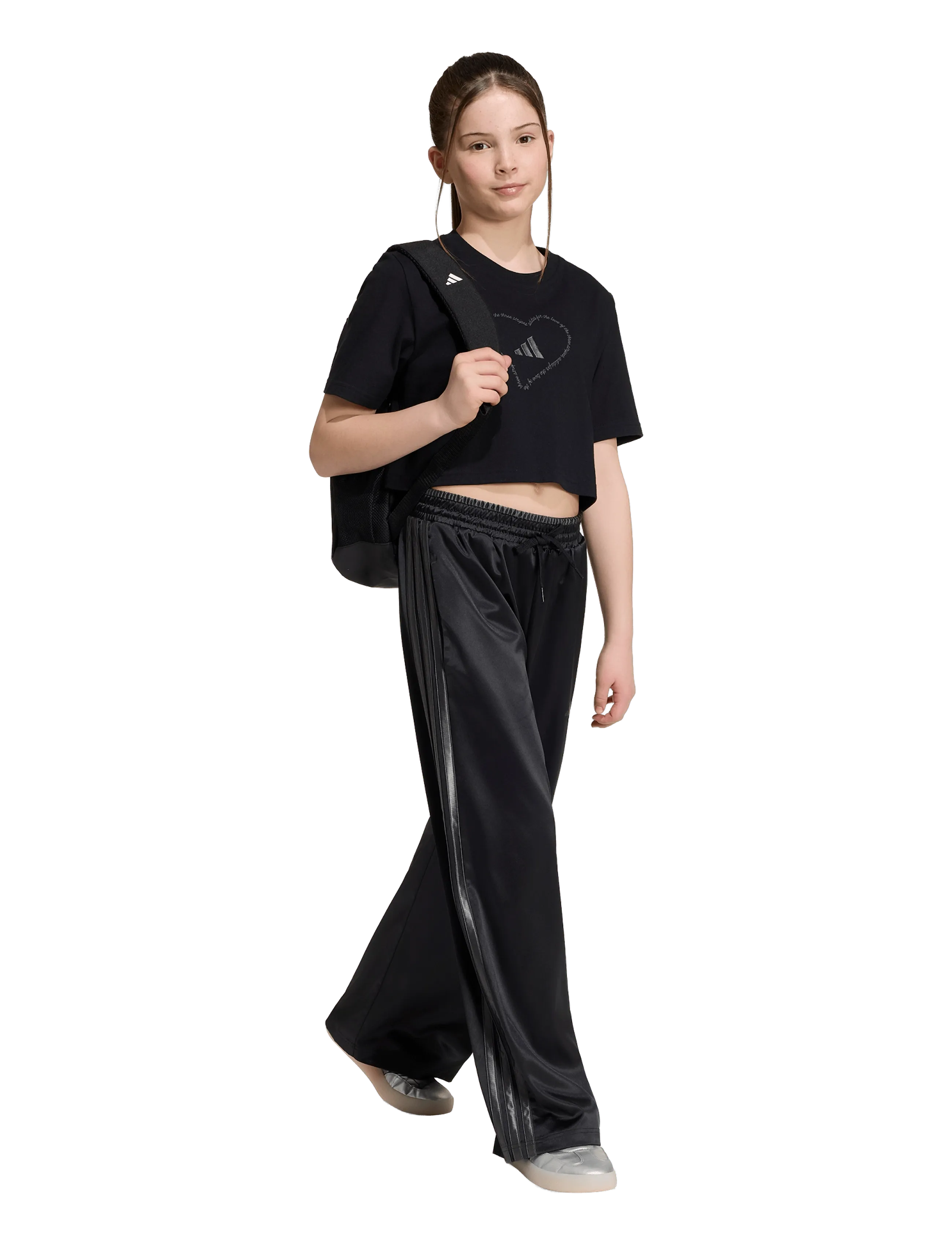 adidas Sportswear Jg Satin T, Børn, Kort T-Shirt, Sort, Str: 140
