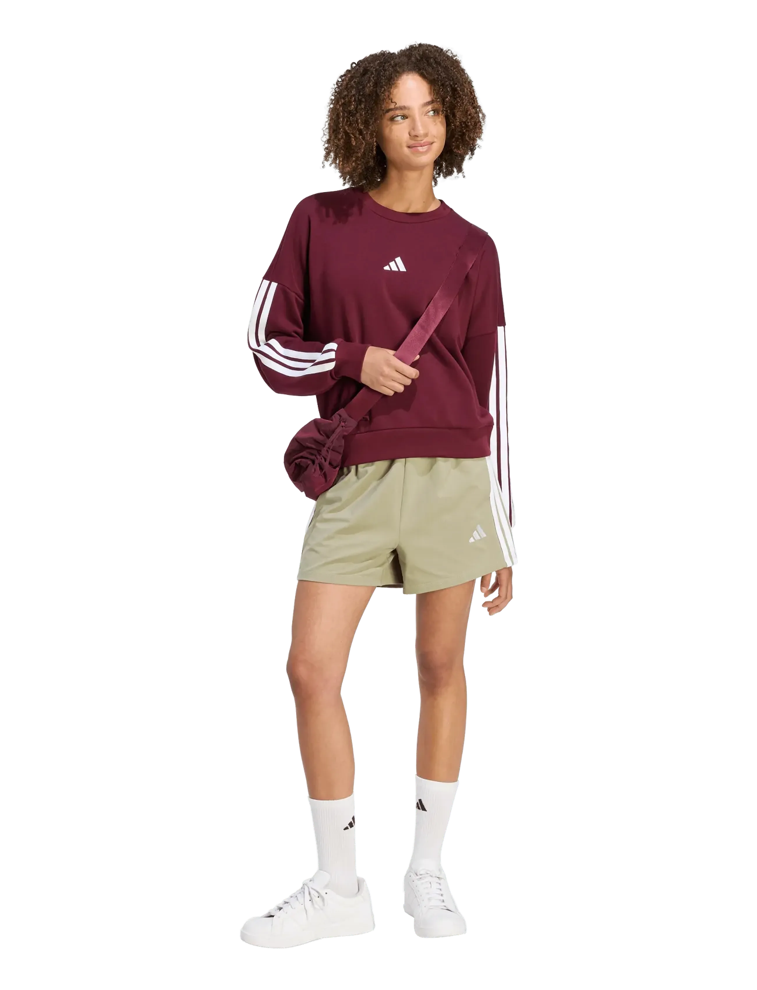 adidas Sportswear - W 3S FT SWT - sweatshirts - maroon/white - 0