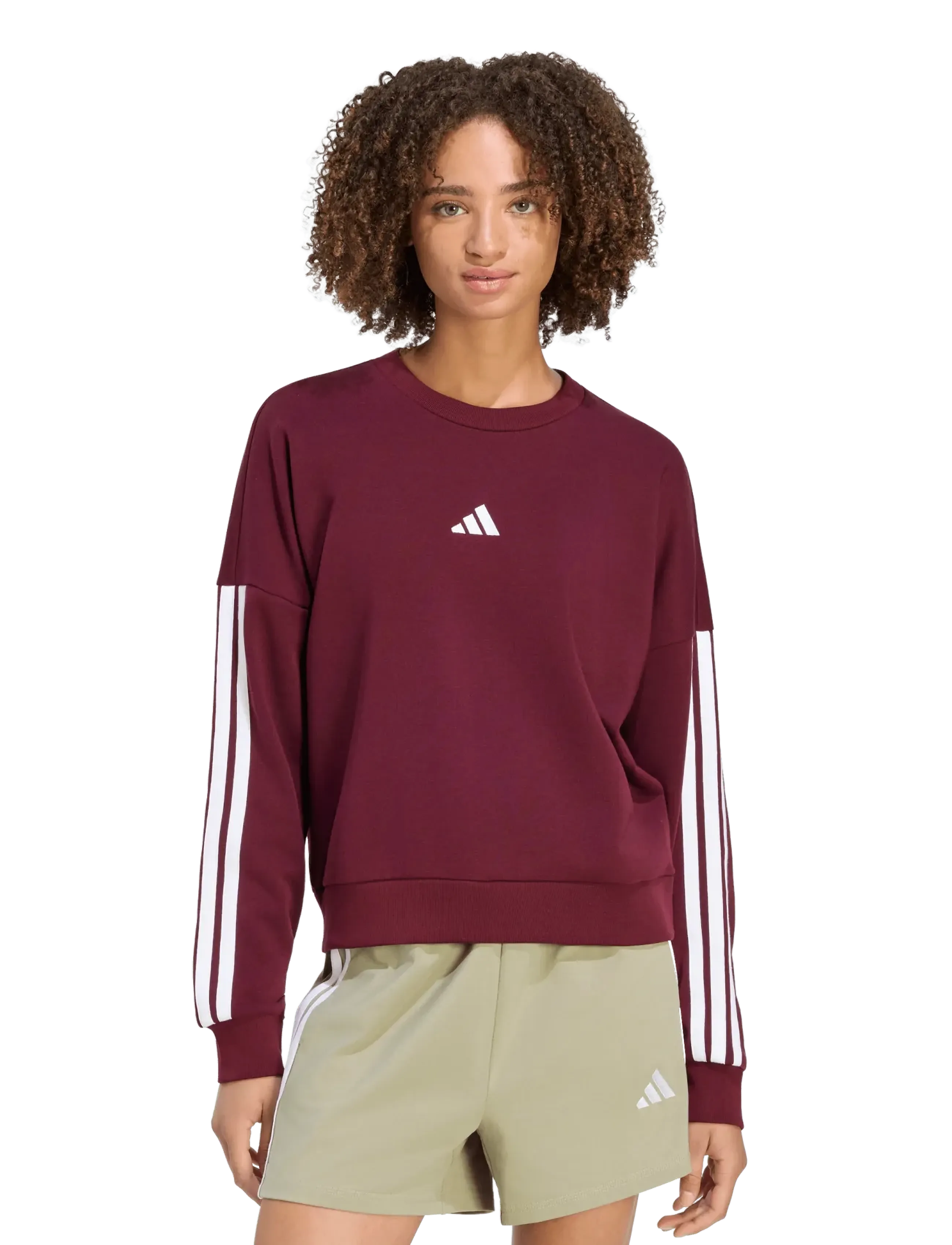 adidas Sportswear - W 3S FT SWT - sweatshirts - maroon/white - 2