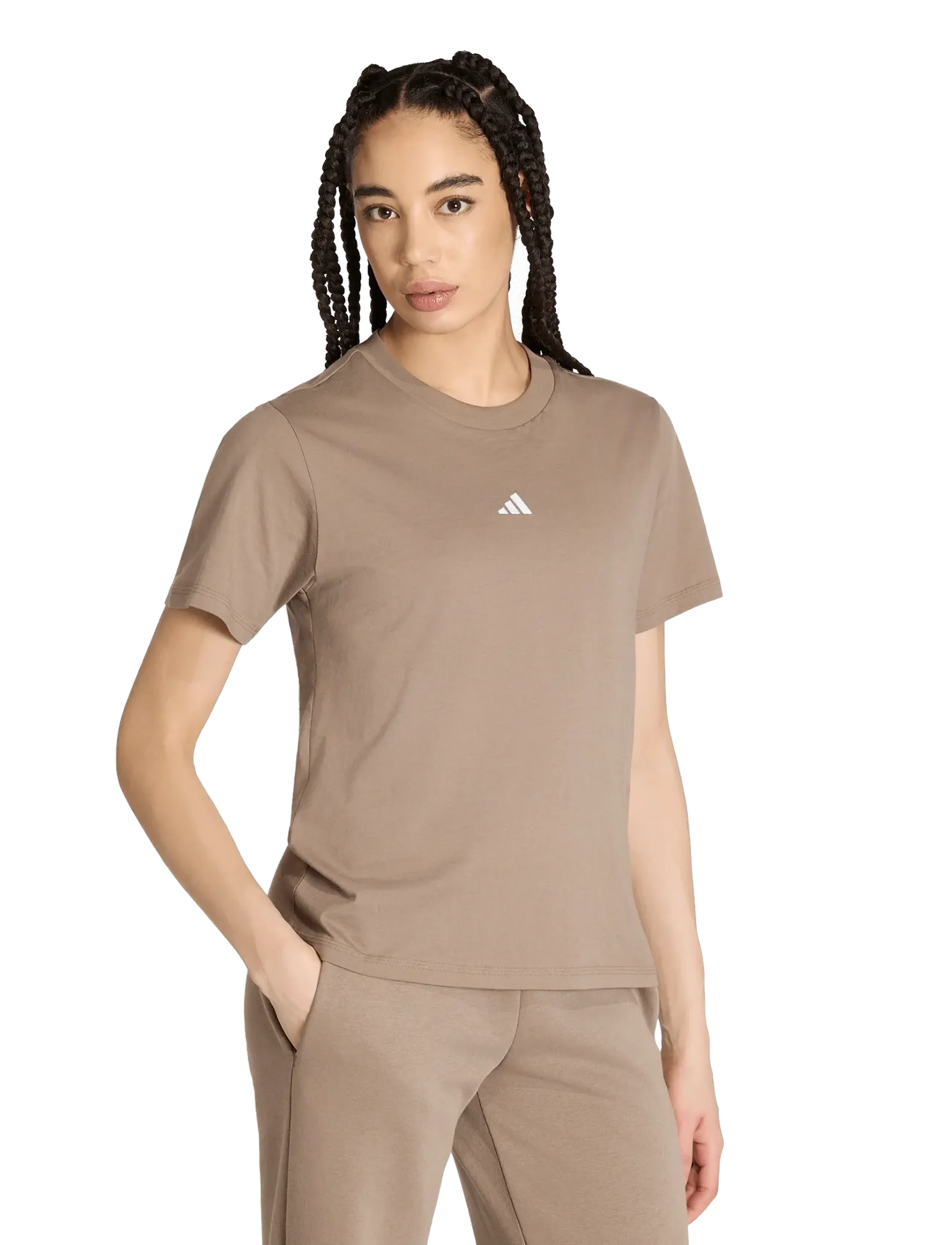 adidas Sportswear W 3S SJ T - T-Shirts & Tops - KHASIX/WHITE / brown