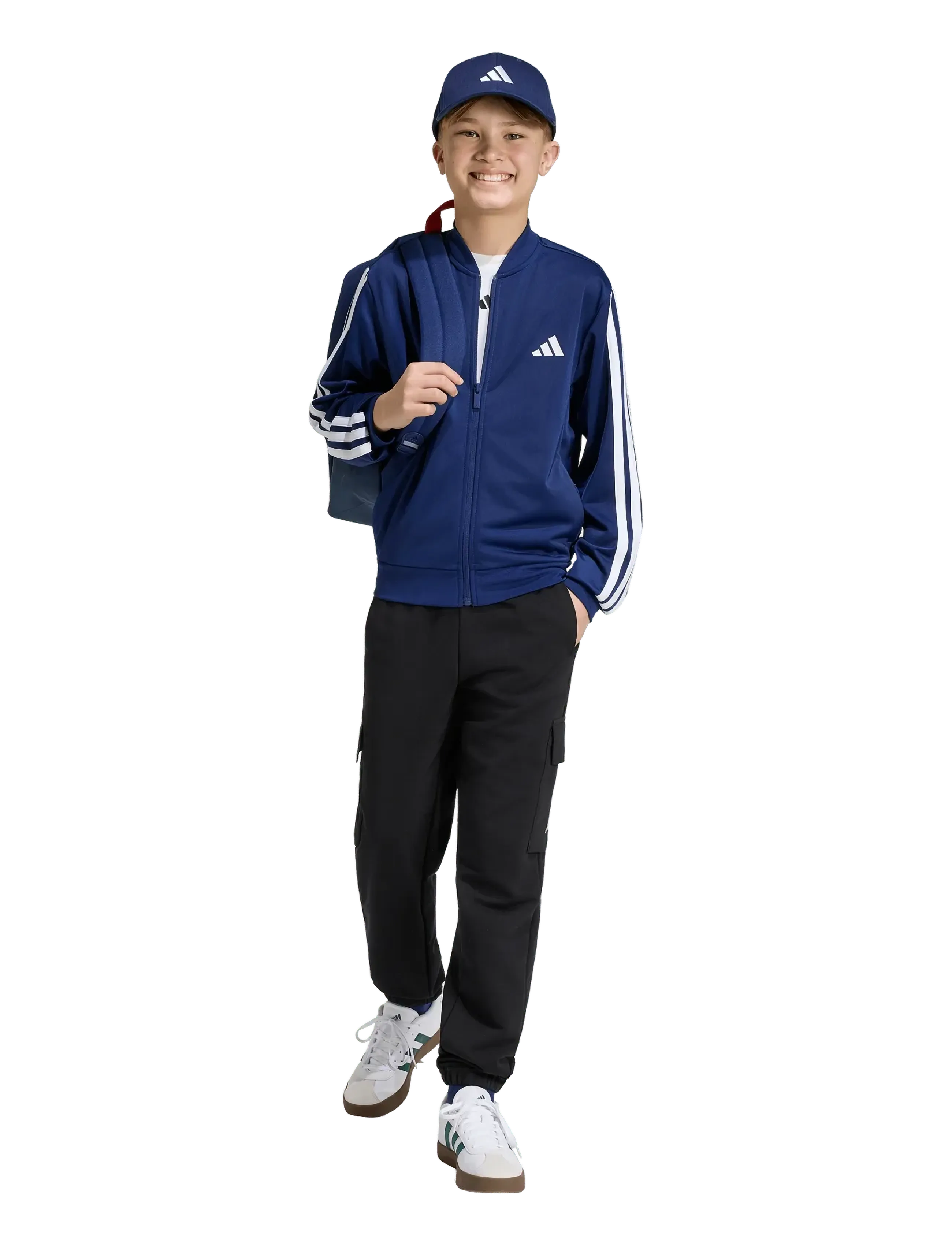adidas Sportswear J 3S FZ TR TT - Sweatshirts & Hoodies - DKBLUE/WHITE / navy