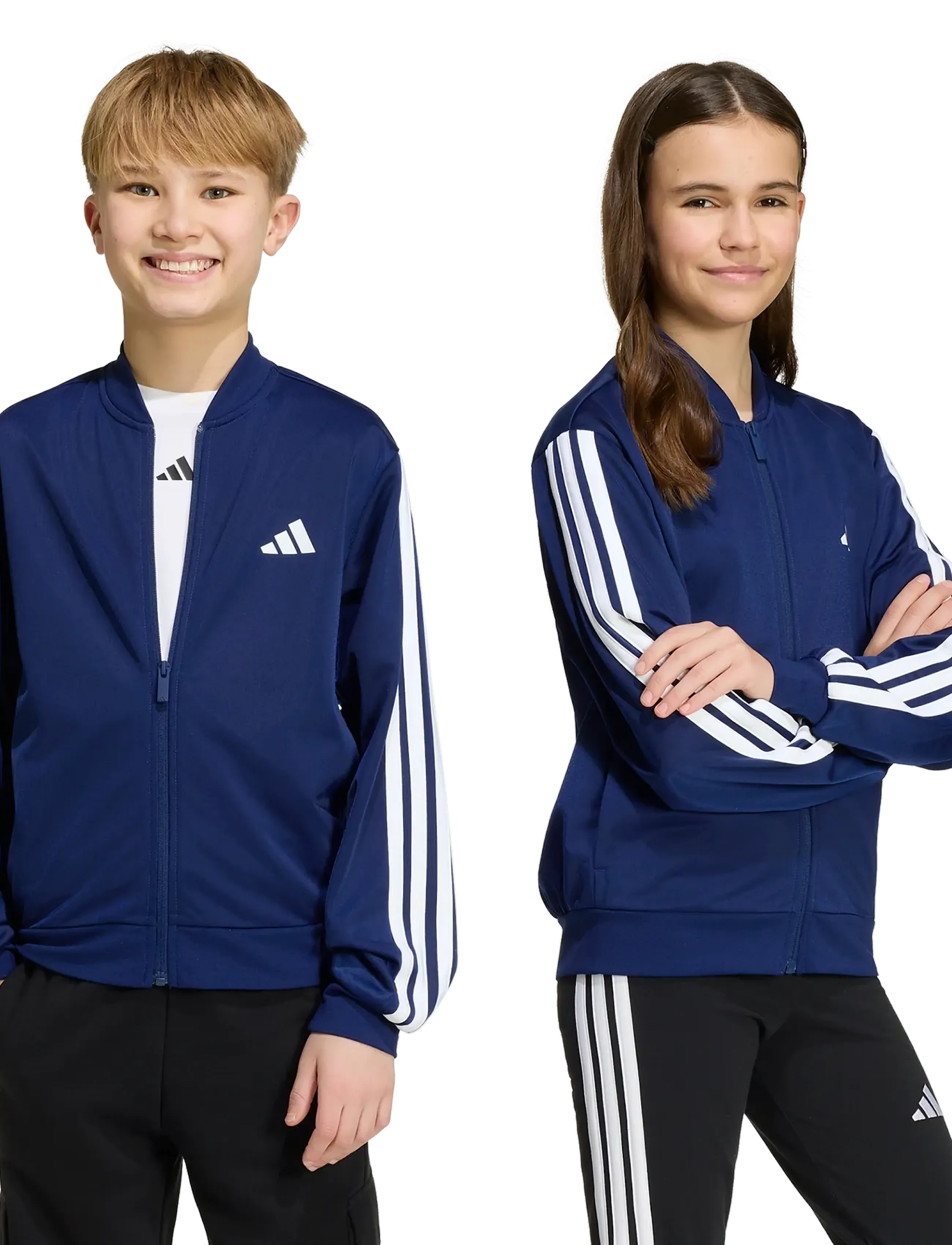 adidas Sportswear - J 3S FZ TR TT - sweatshirts - dkblue/white - 3