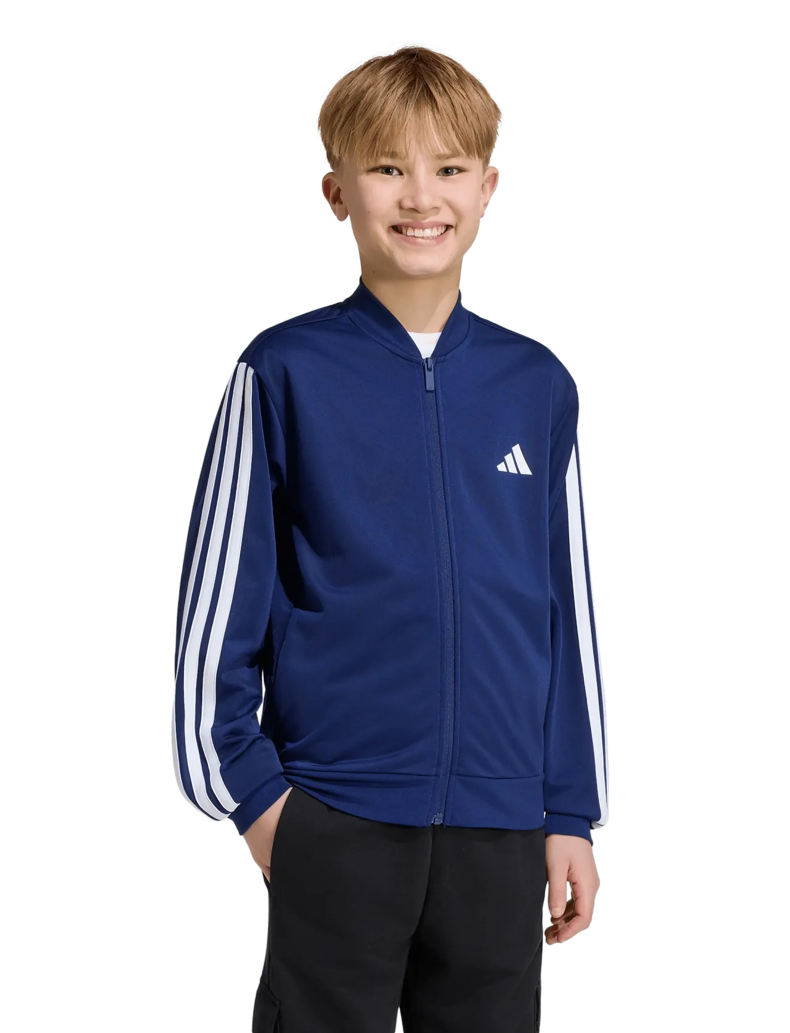 adidas Sportswear - J 3S FZ TR TT - sweatshirts - dkblue/white - 4