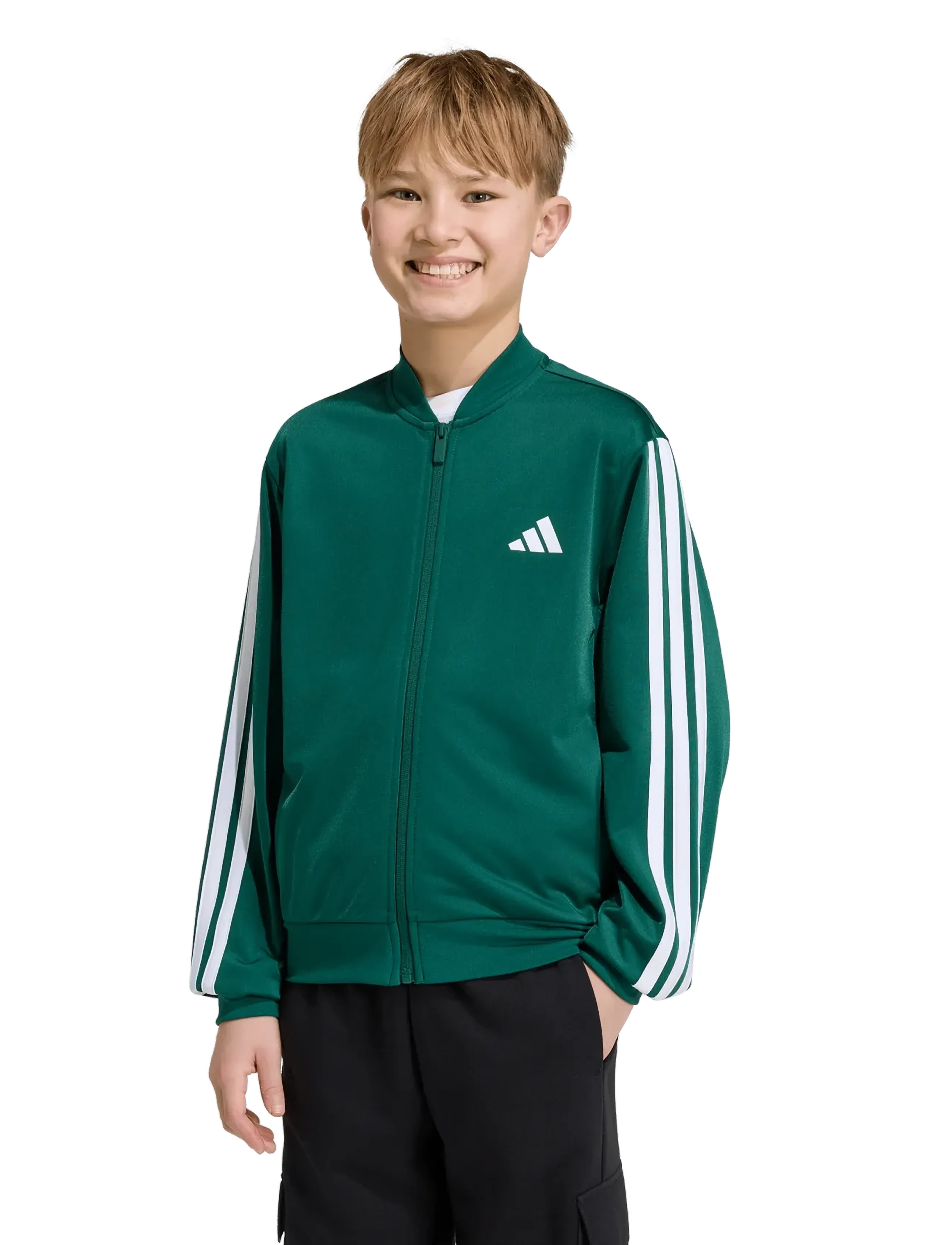 adidas Sportswear - J 3S FZ TR TT - sweatshirts - cgreen/white - 4