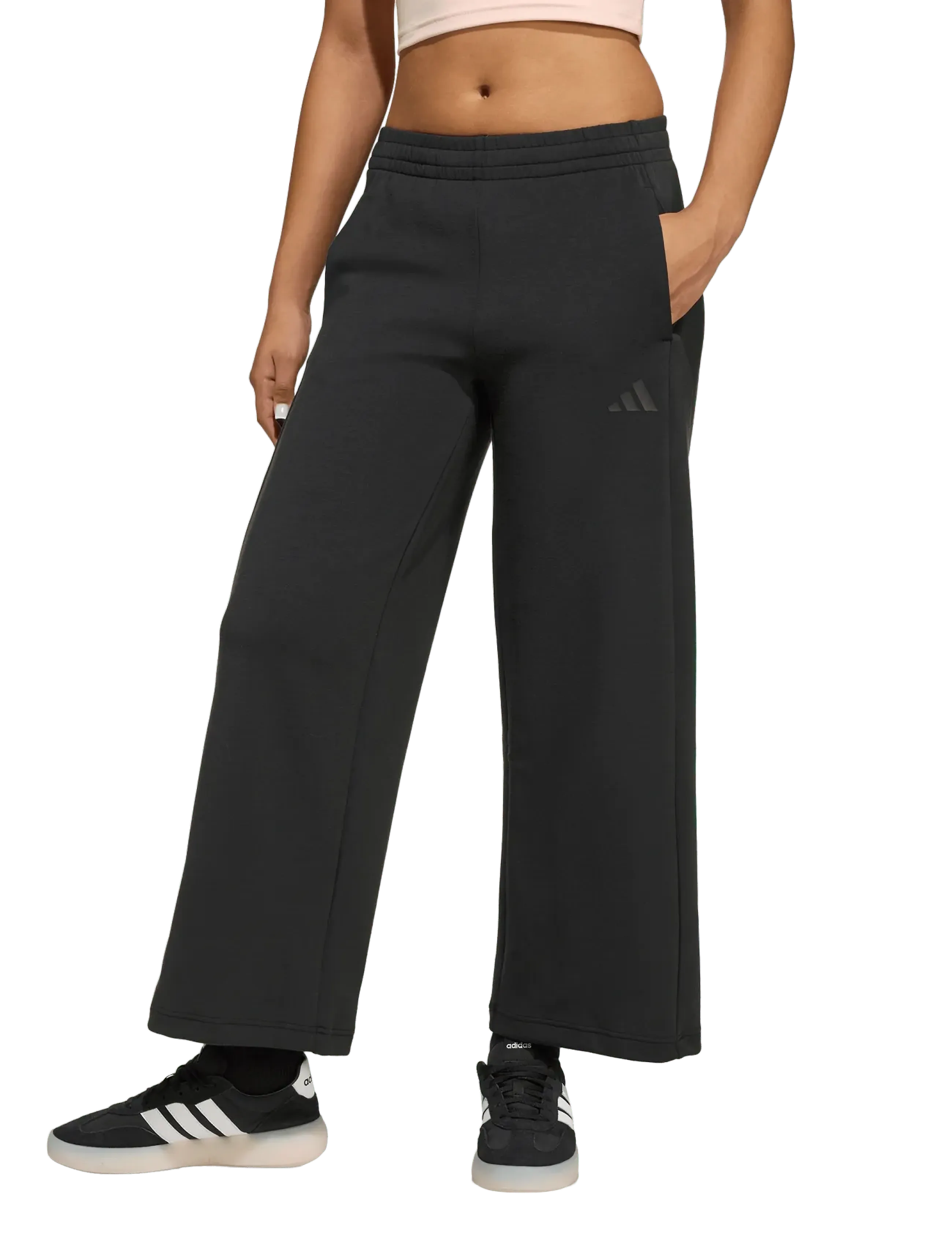 adidas Sportswear JG FI WIDE PT - Mjukisbyxor - BLACK/BLACK / black