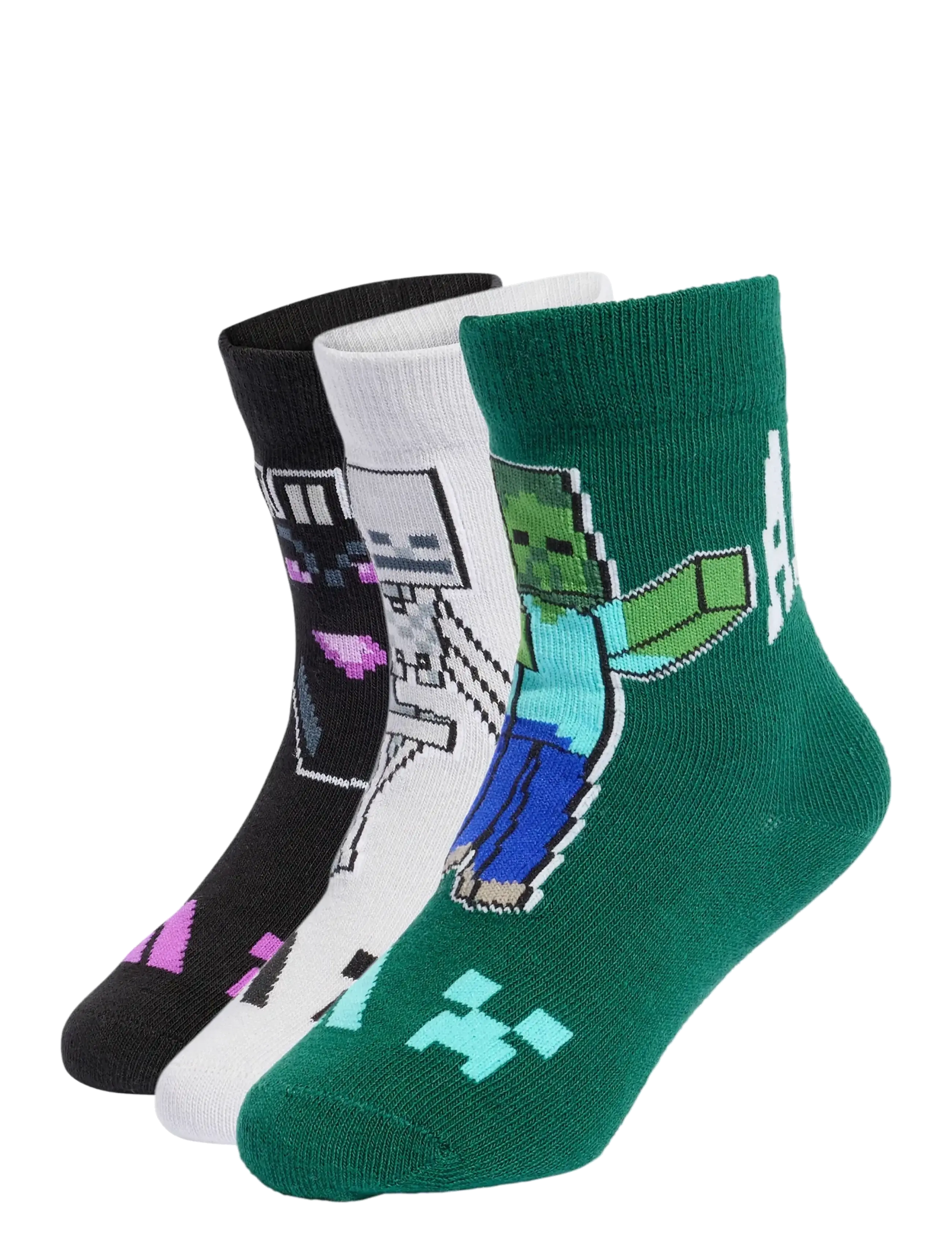 adidas Sportswear Lk Minecraft 3P, Børn, Minecraft Strømper, Grøn, Str: 25-27