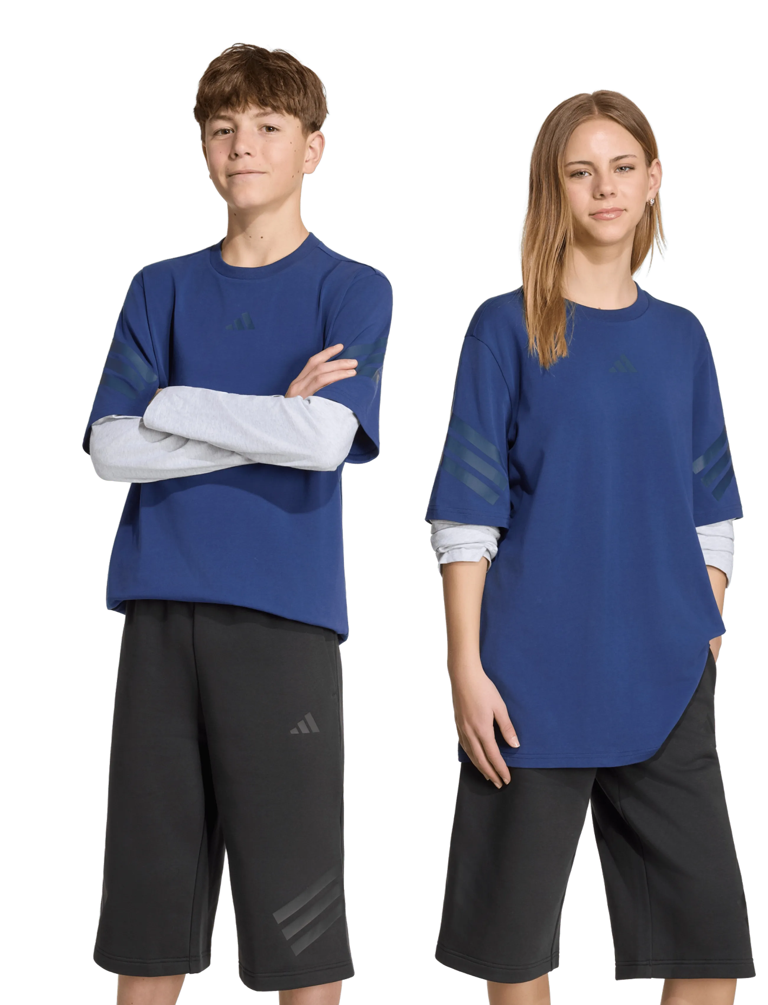 adidas Sportswear J FI 2IN1 LS T - Sportstoppe - DKBLUE/LGREYH/NINDIG / navy