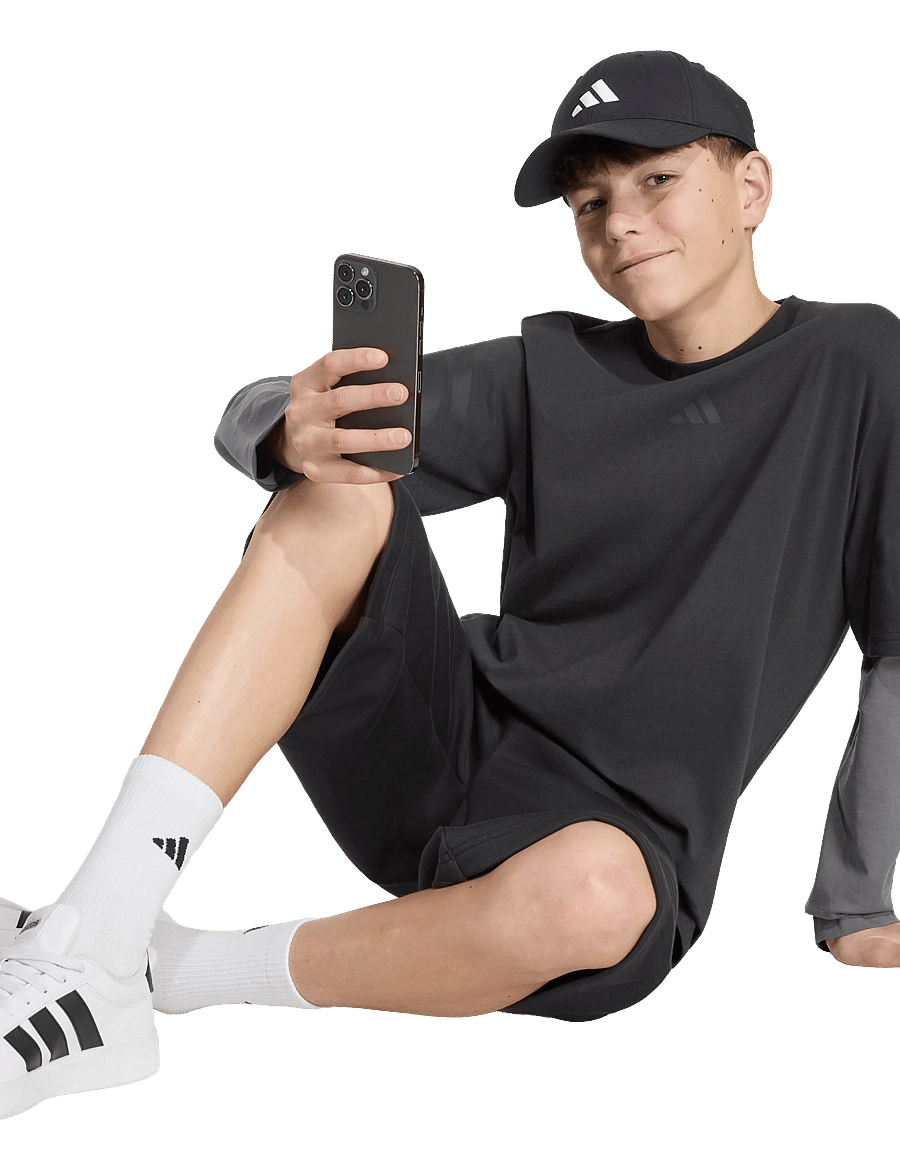 adidas Sportswear - J FI 2IN1 LS T - sports tops - black/grefiv/black - 0