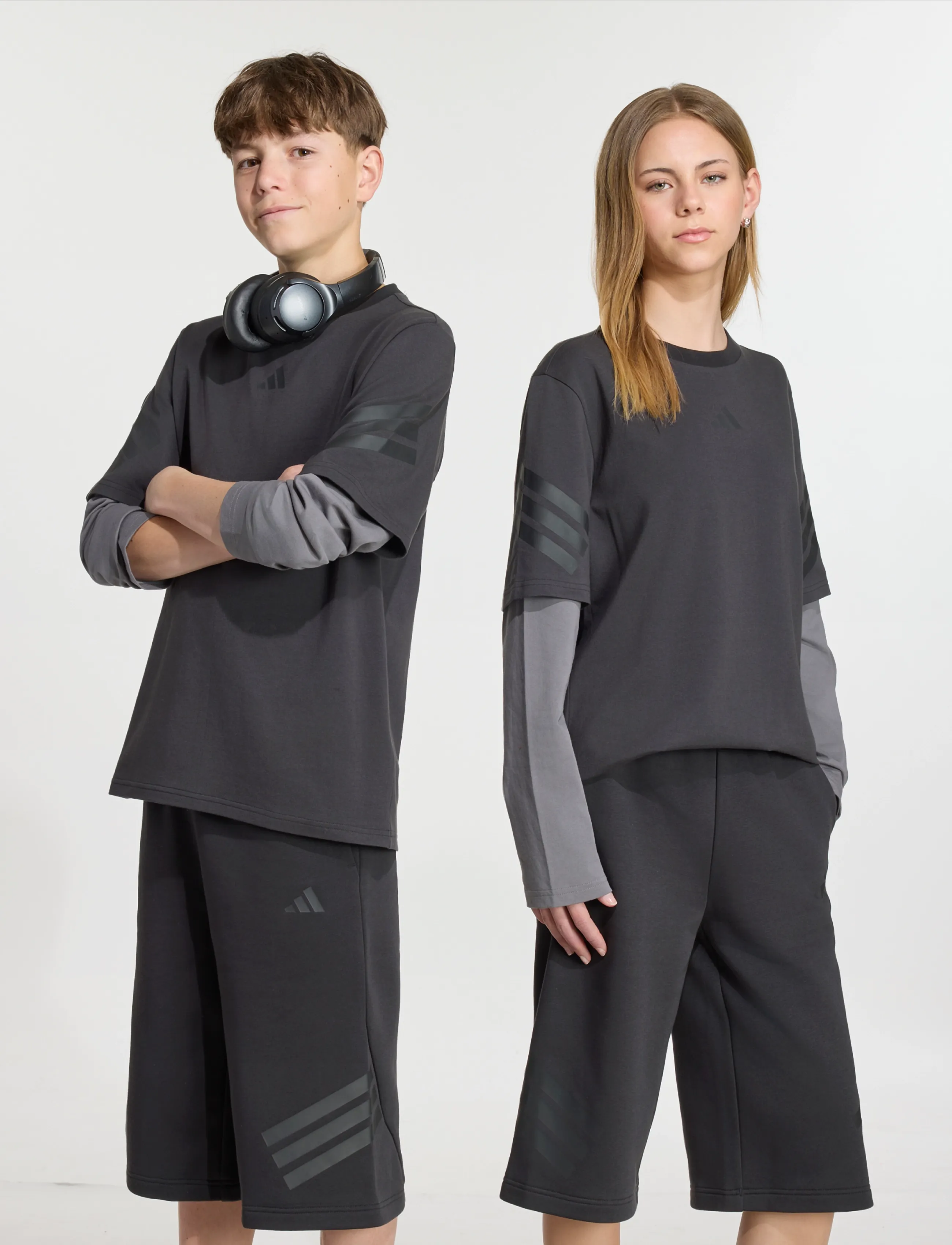 adidas Sportswear - J FI 2IN1 LS T - spordisärgid - black/grefiv/black - 2