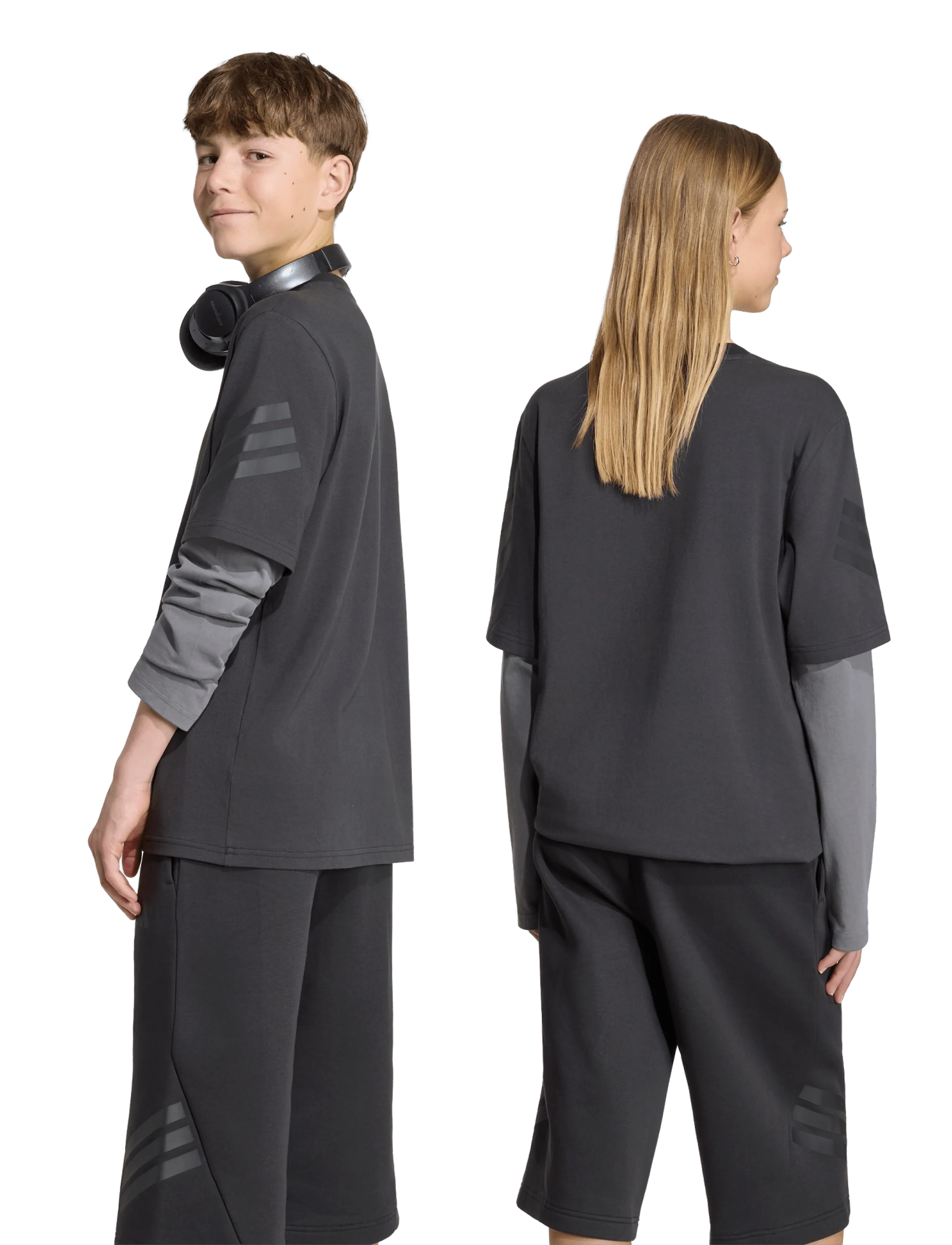 adidas Sportswear - J FI 2IN1 LS T - spordisärgid - black/grefiv/black - 3