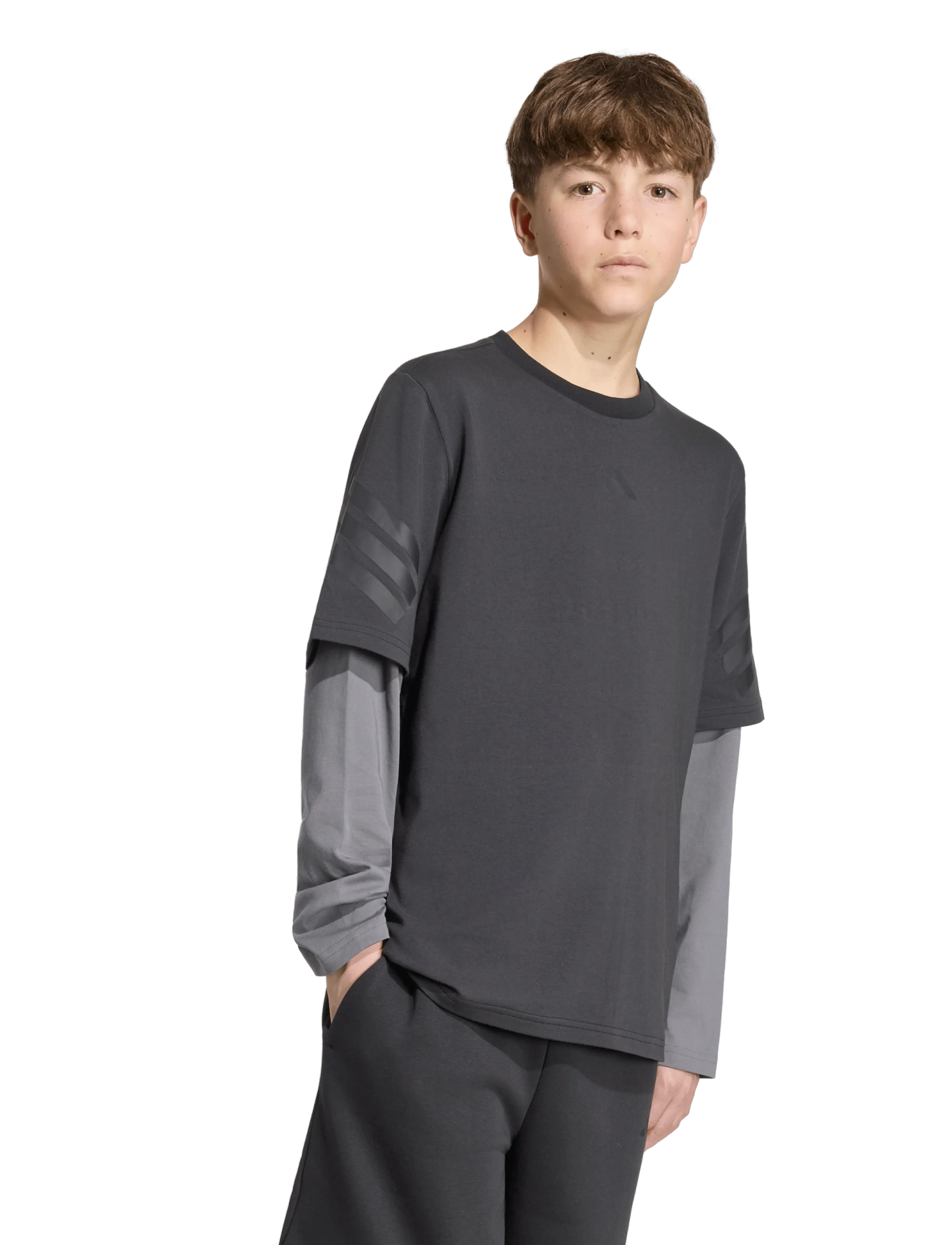 adidas Sportswear - J FI 2IN1 LS T - spordisärgid - black/grefiv/black - 4
