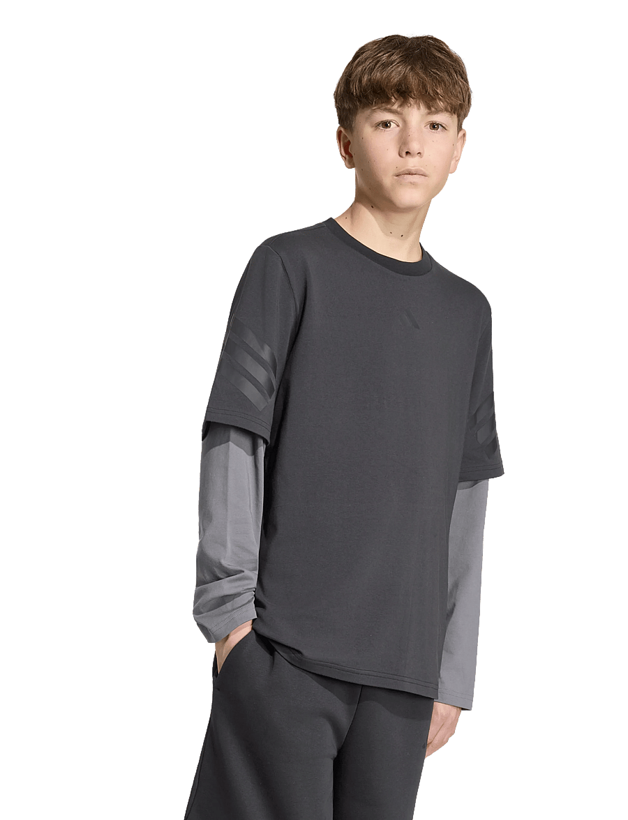 adidas Sportswear - J FI 2IN1 LS T - sports tops - black/grefiv/black - 4