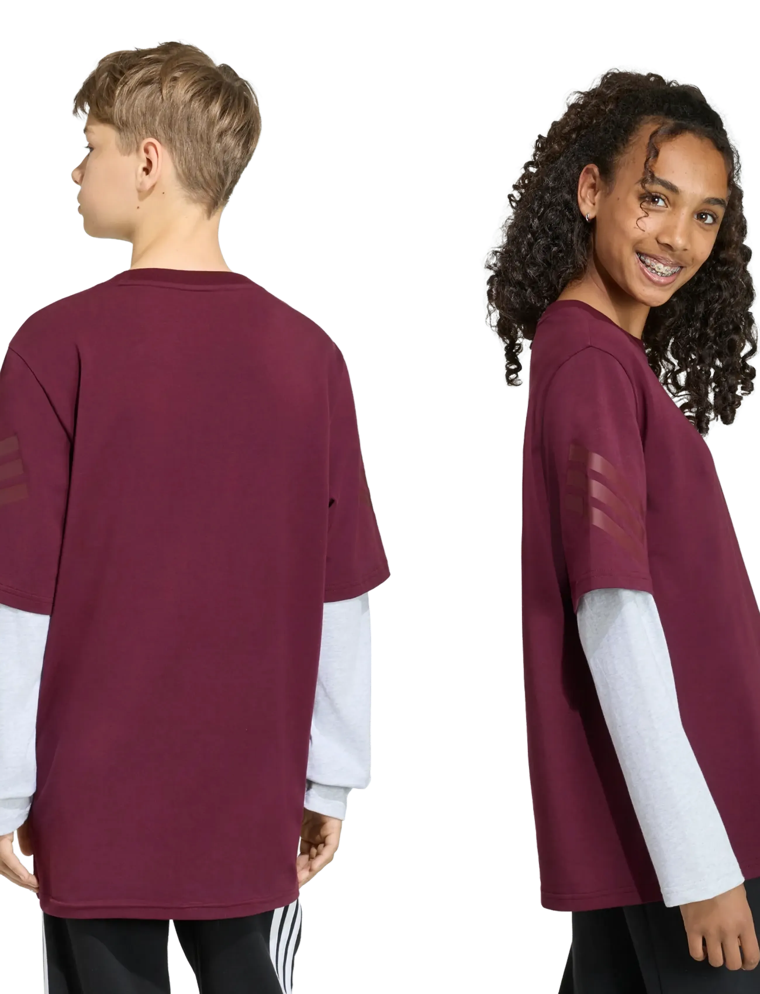 adidas Sportswear - J FI 2IN1 LS T - sporditopid - maroon/lgreyh/maroon - 3