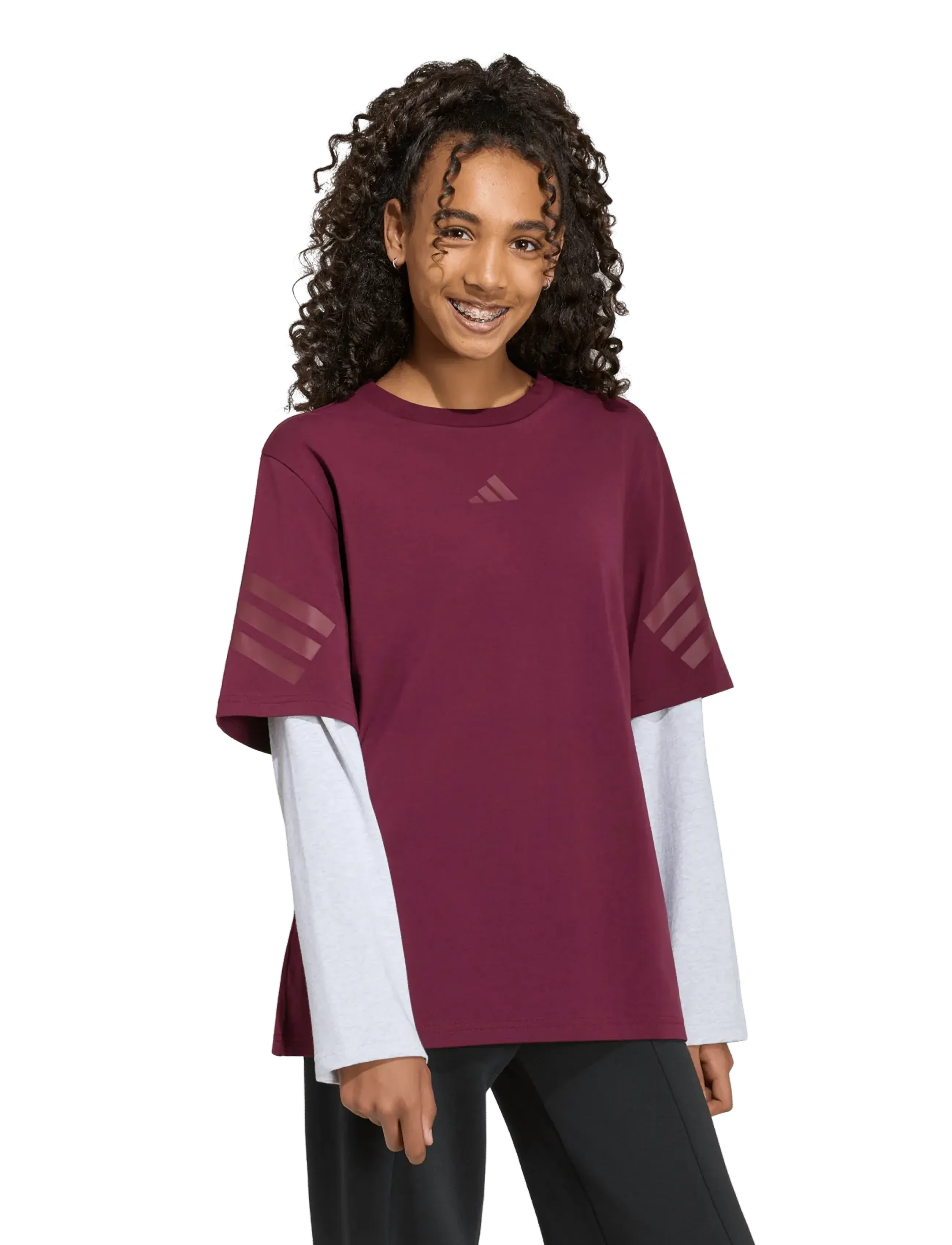 adidas Sportswear - J FI 2IN1 LS T - sporditopid - maroon/lgreyh/maroon - 4