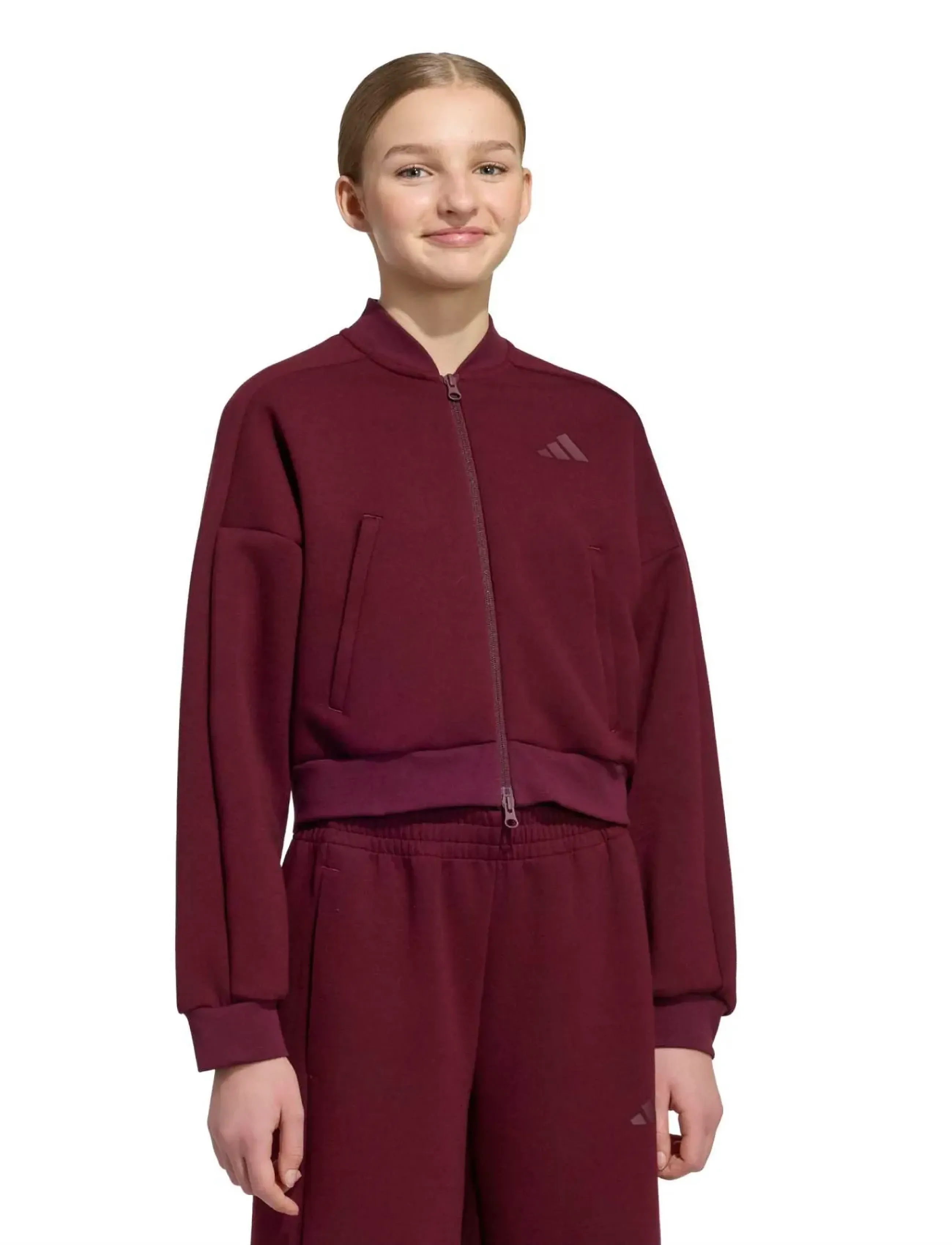 adidas Sportswear - JG FI 3S FZ - outdoor - maroon/maroon - 0