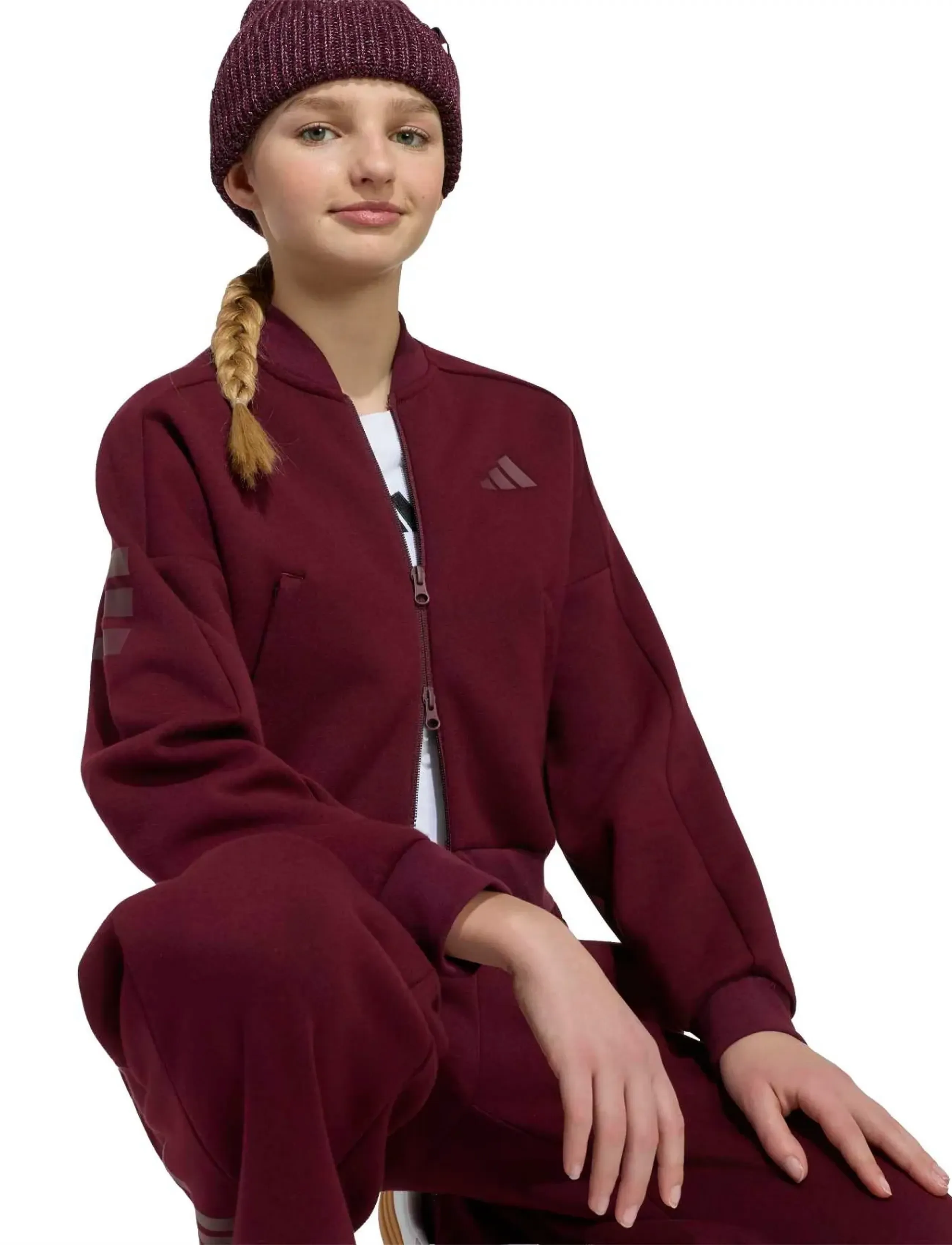 adidas Sportswear - JG FI 3S FZ - outdoor - maroon/maroon - 4