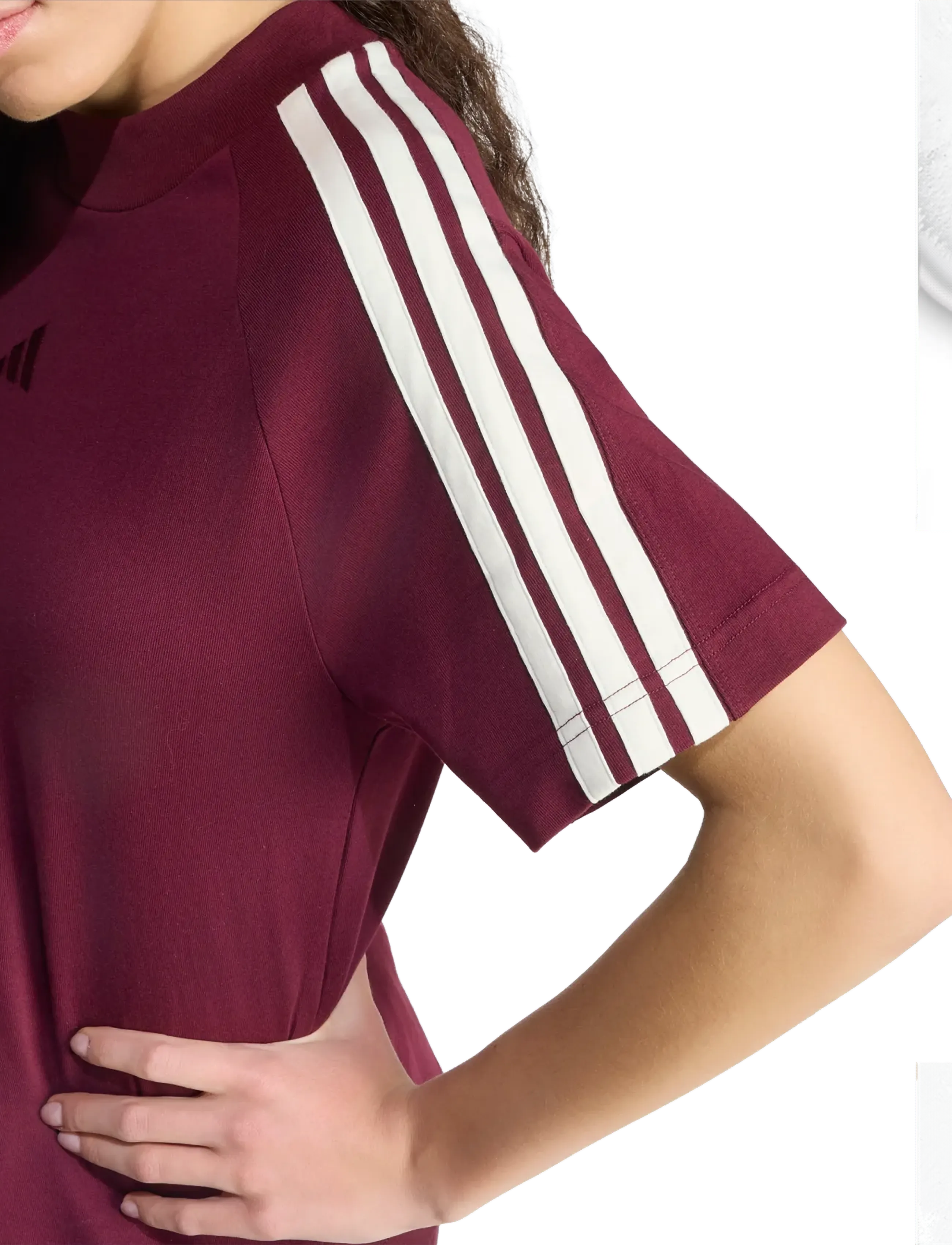 adidas Sportswear - W AK 3S TEE - t-shirts - maroon/owhite - 4