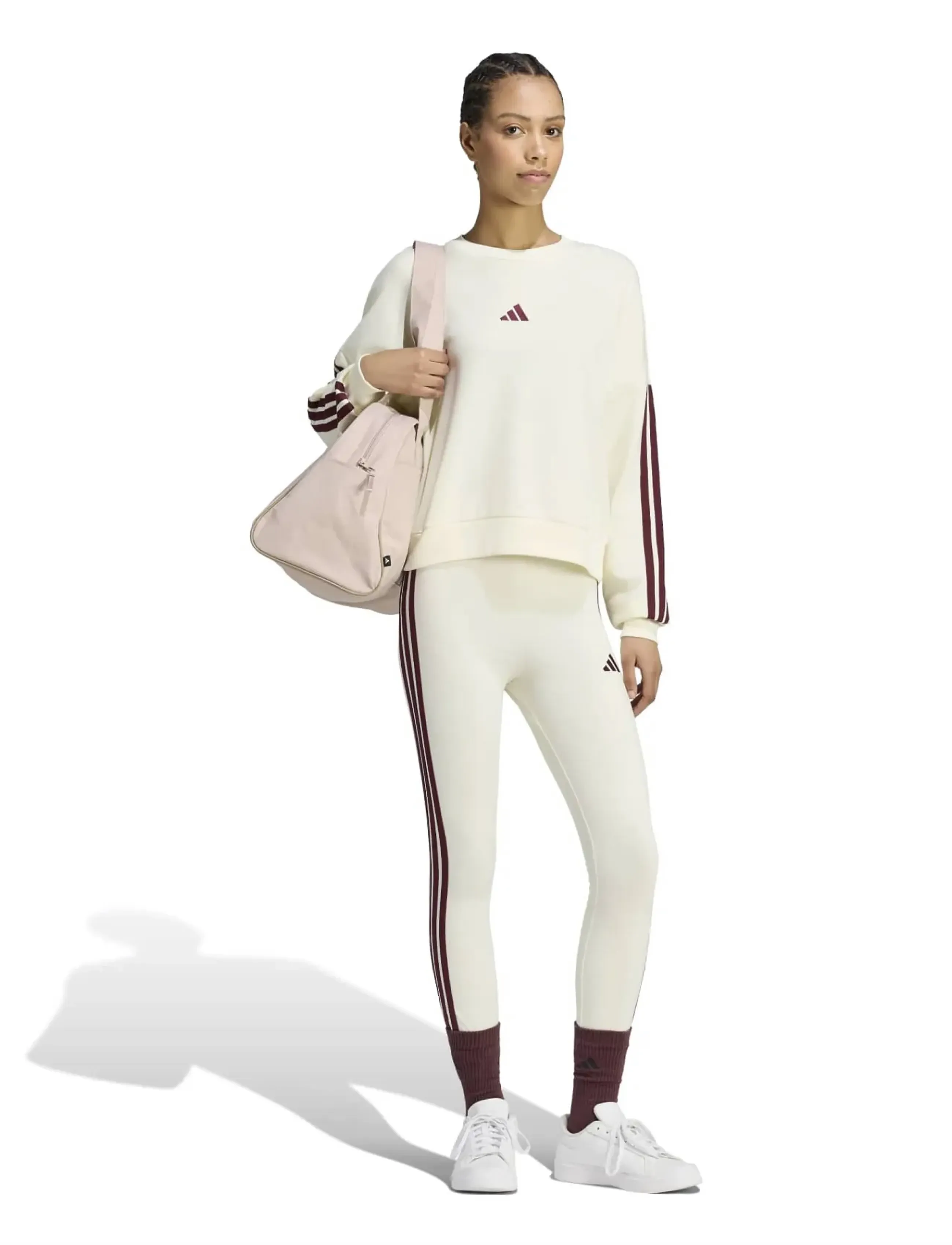 adidas Sportswear - W 3S SJ LEG - full längd - ivory/maroon - 3
