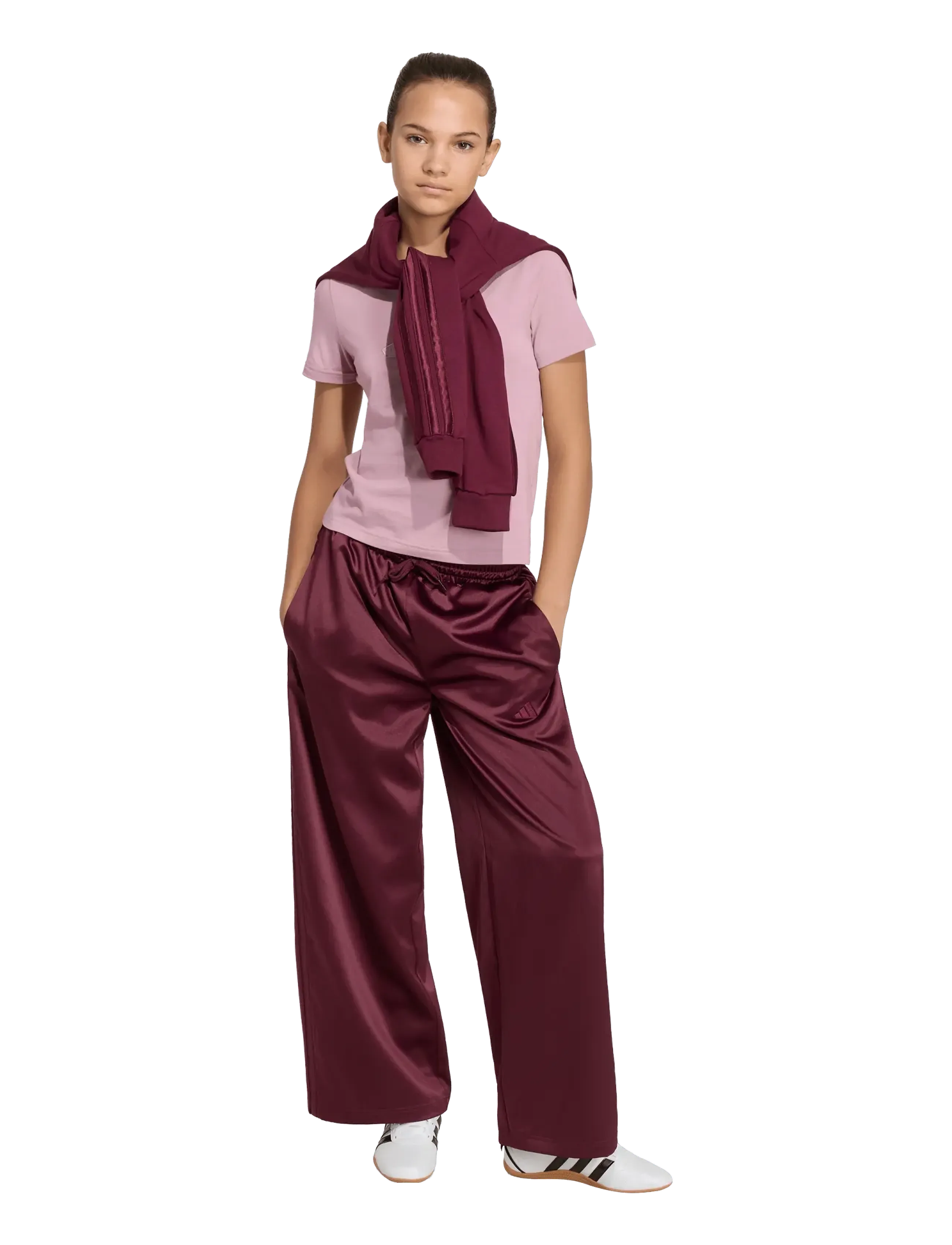 adidas Sportswear - JG SATIN Pant - osta vanuse järgi - maroon/maroon - 0