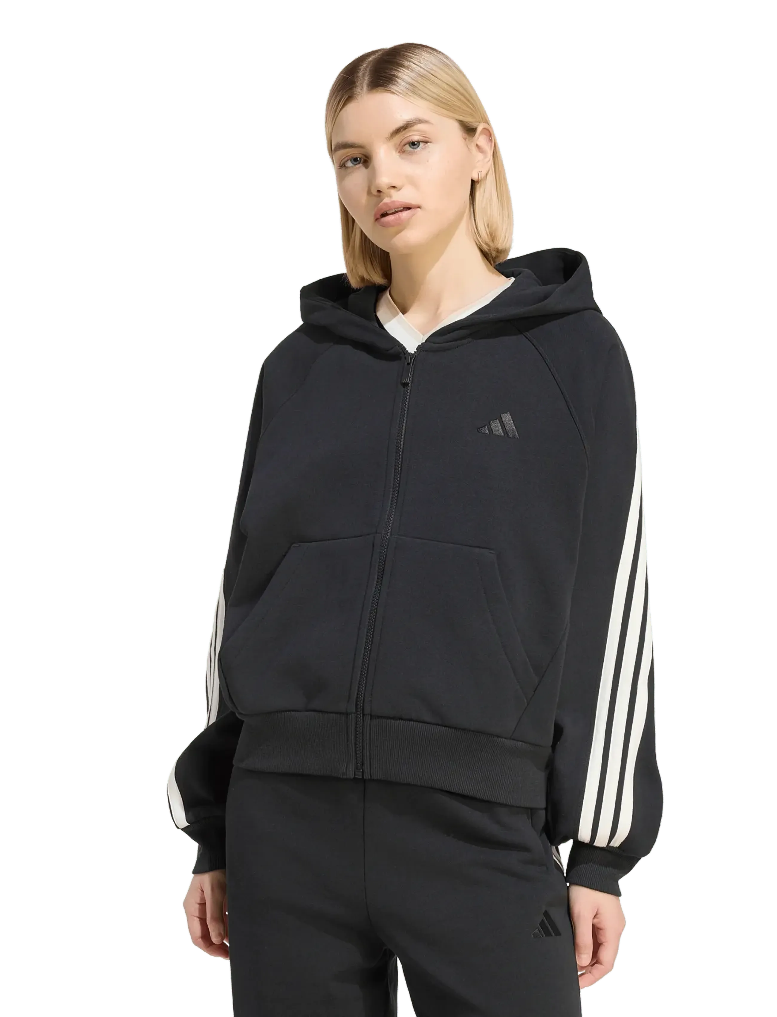 adidas Sportswear - W AK 3S FZ HD - overdele - black/owhite - 2