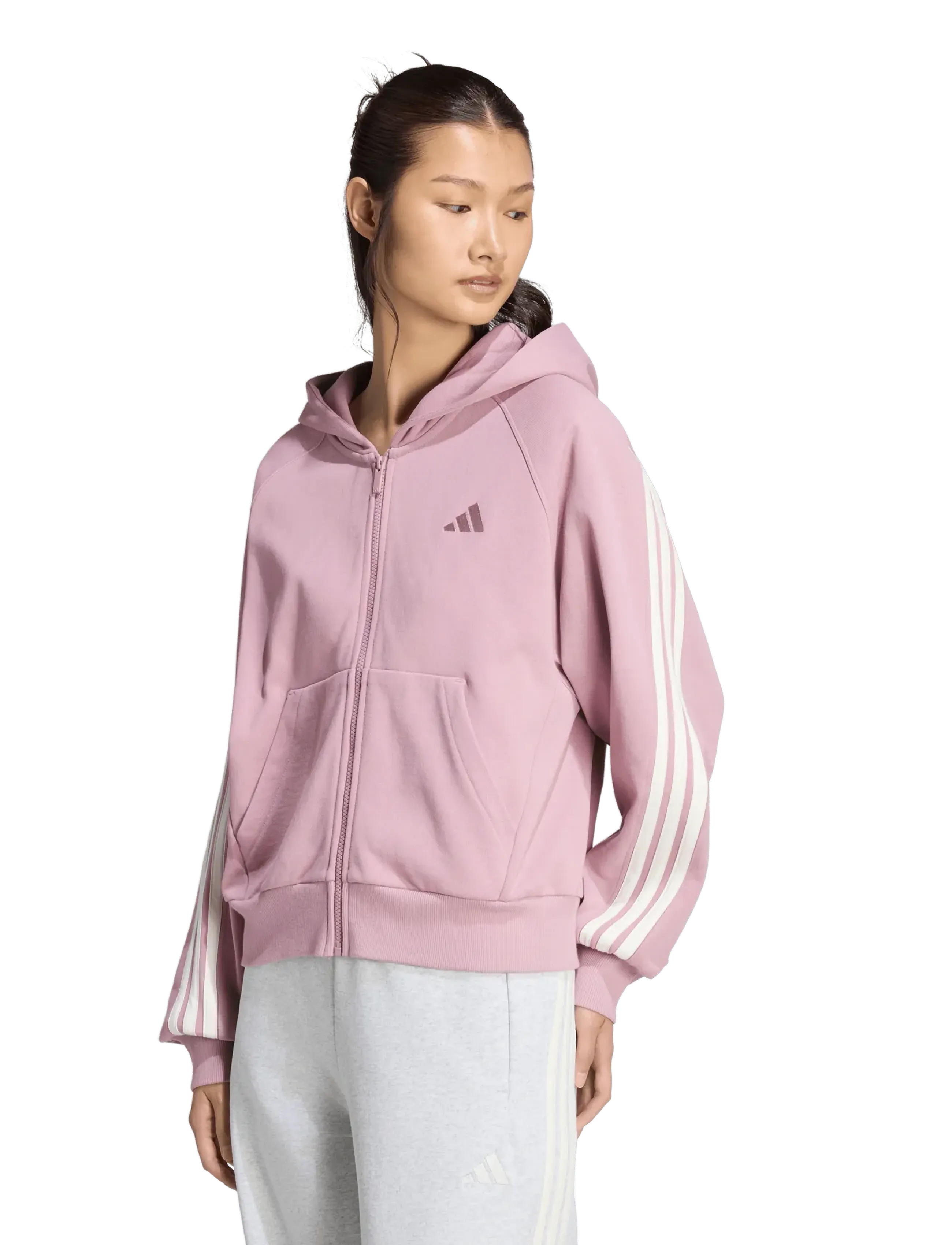 adidas Sportswear - W AK 3S FZ HD - sweatshirts - magmau/owhite - 2