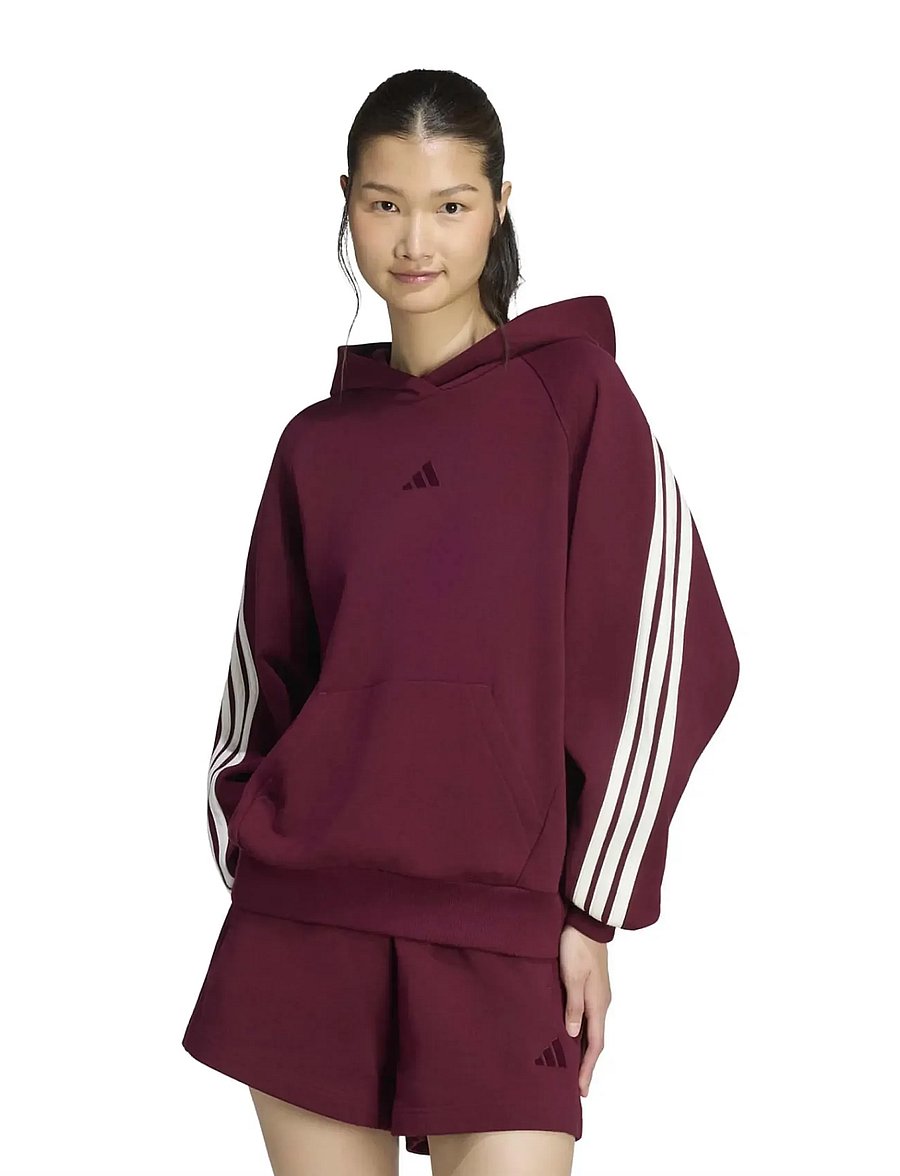adidas Sportswear - W AK 3S OH HD - sweatshirts - maroon/owhite - 0