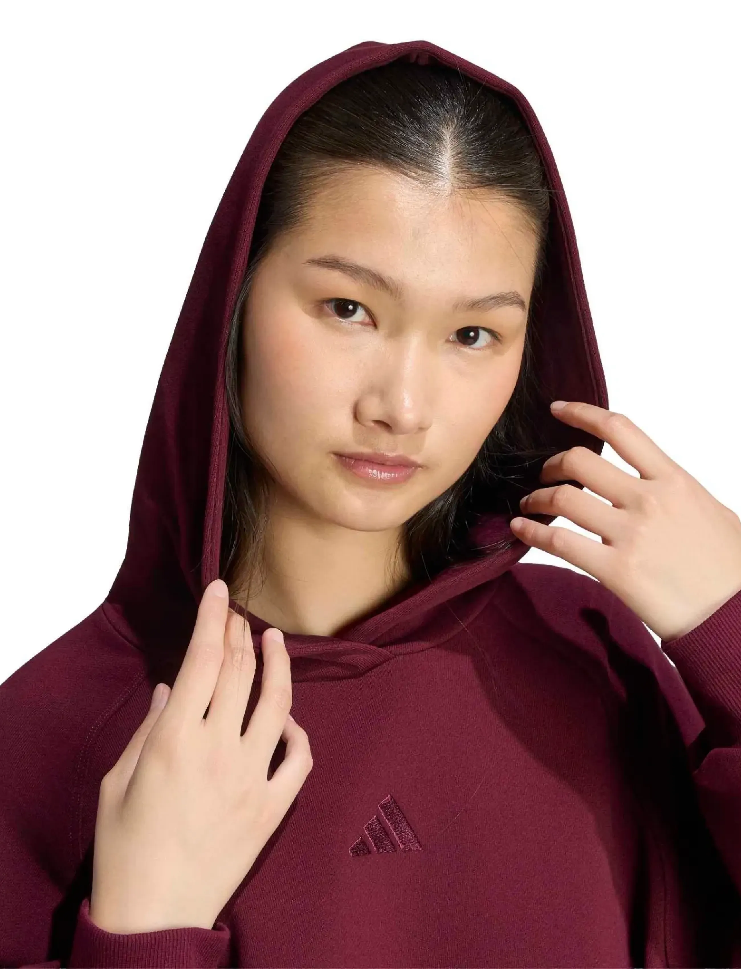 adidas Sportswear - W AK 3S OH HD - sweatshirts - maroon/owhite - 5