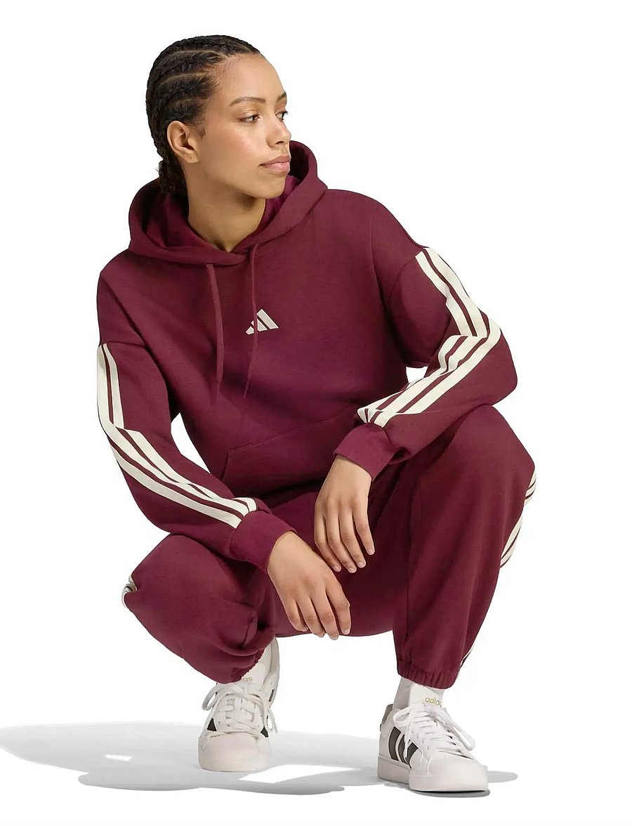 adidas Sportswear - W 3S FL HD - huvtröjor - maroon/ivory - 3
