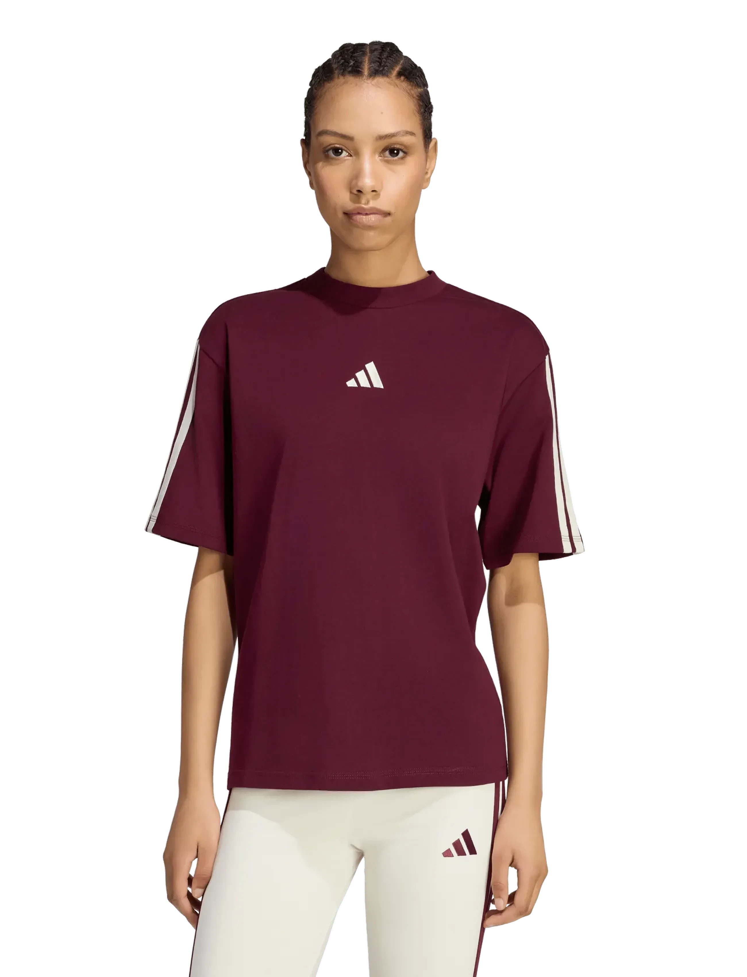 adidas Sportswear - W 3S SJ BF T - t-shirts - maroon/ivory - 2