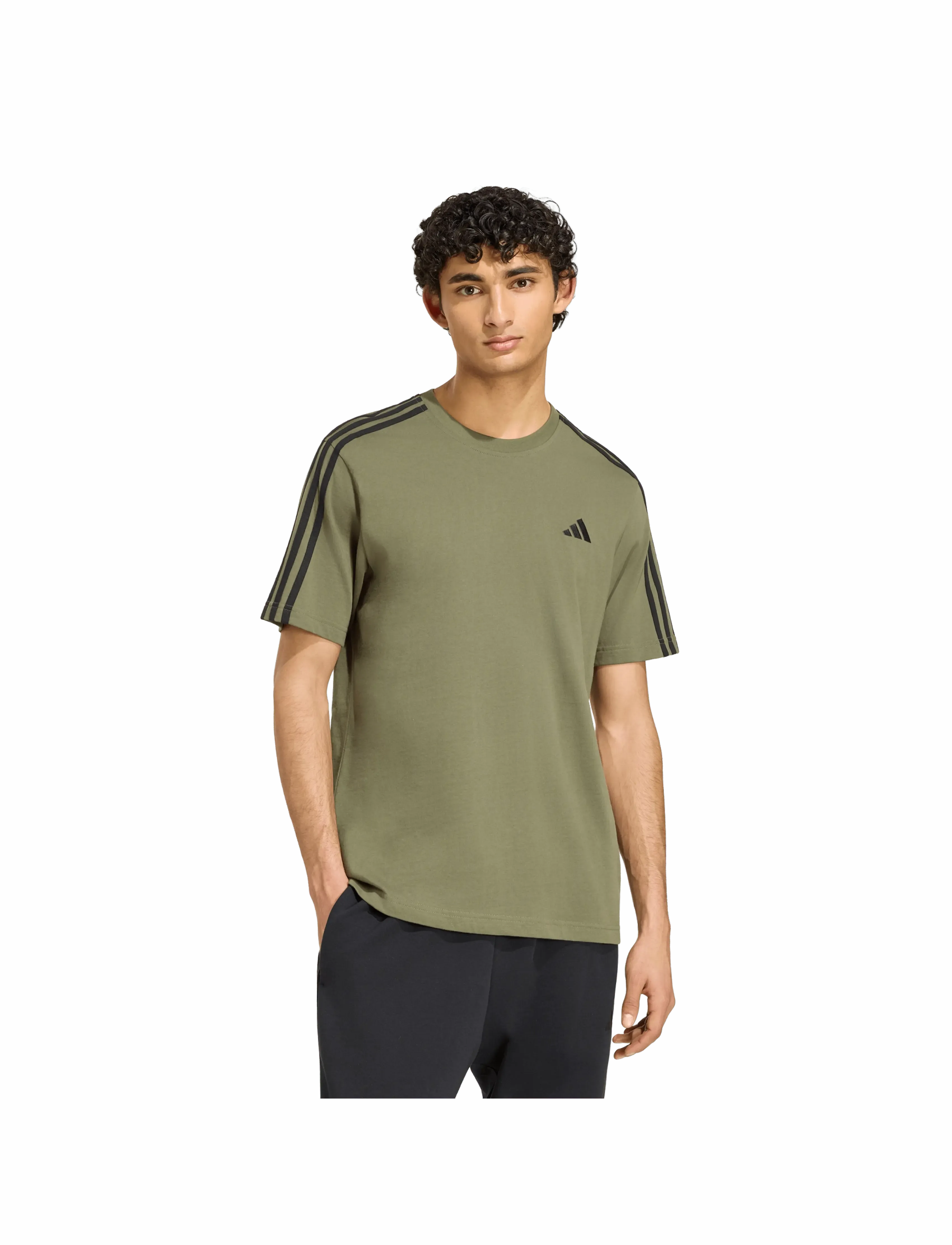 adidas Sportswear - M 3S SJ LC T - oberteile & t-shirts - olifou/black - 3