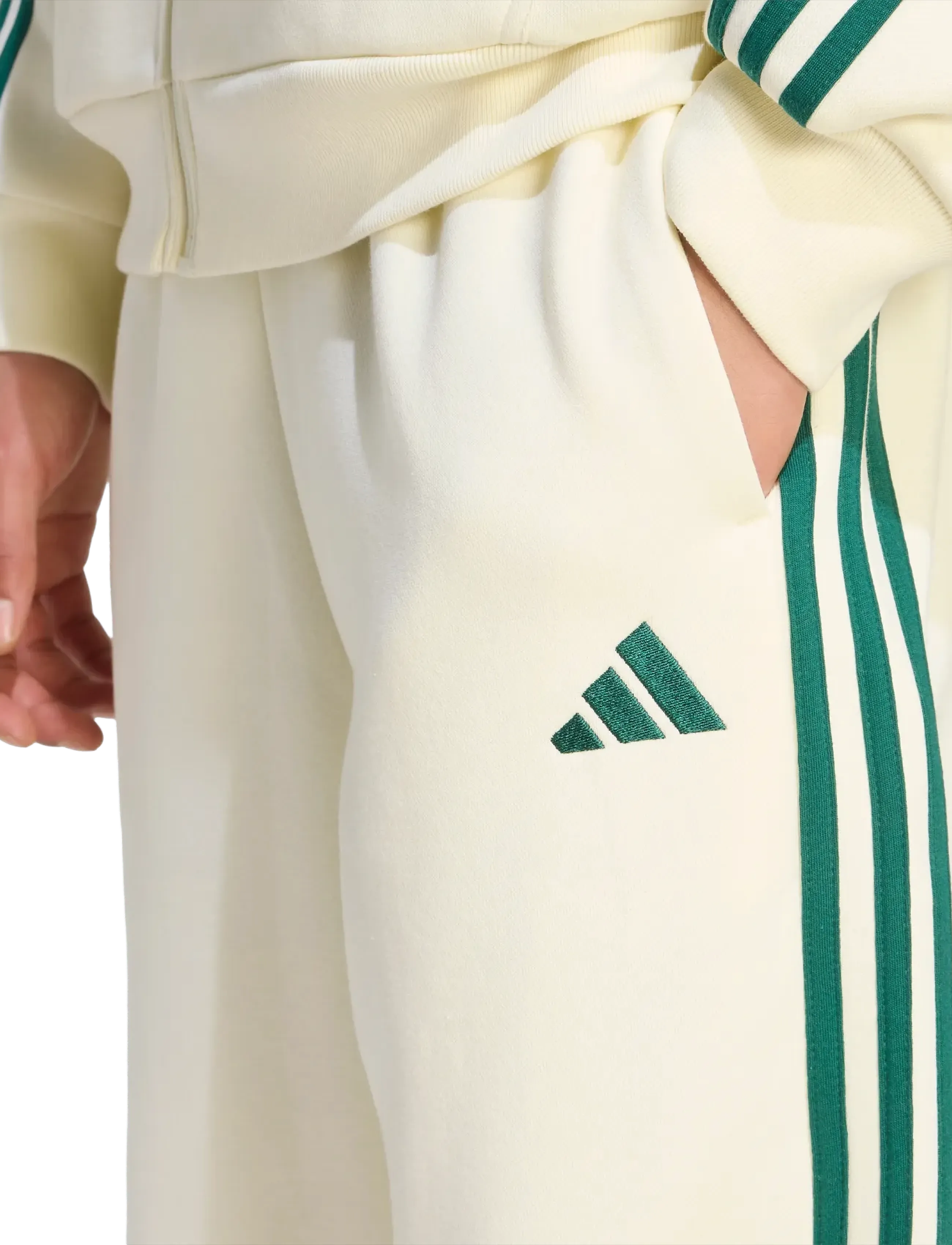 adidas Sportswear - M 3S FL TC PT - træningsbukser - ivory/cgreen - 3