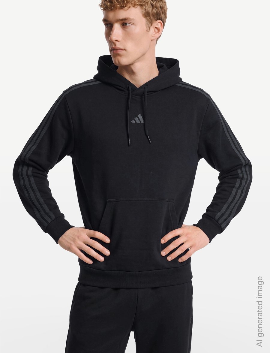 adidas Sportswear - M 3S FL HD - huvtröjor - black/carbon - 3