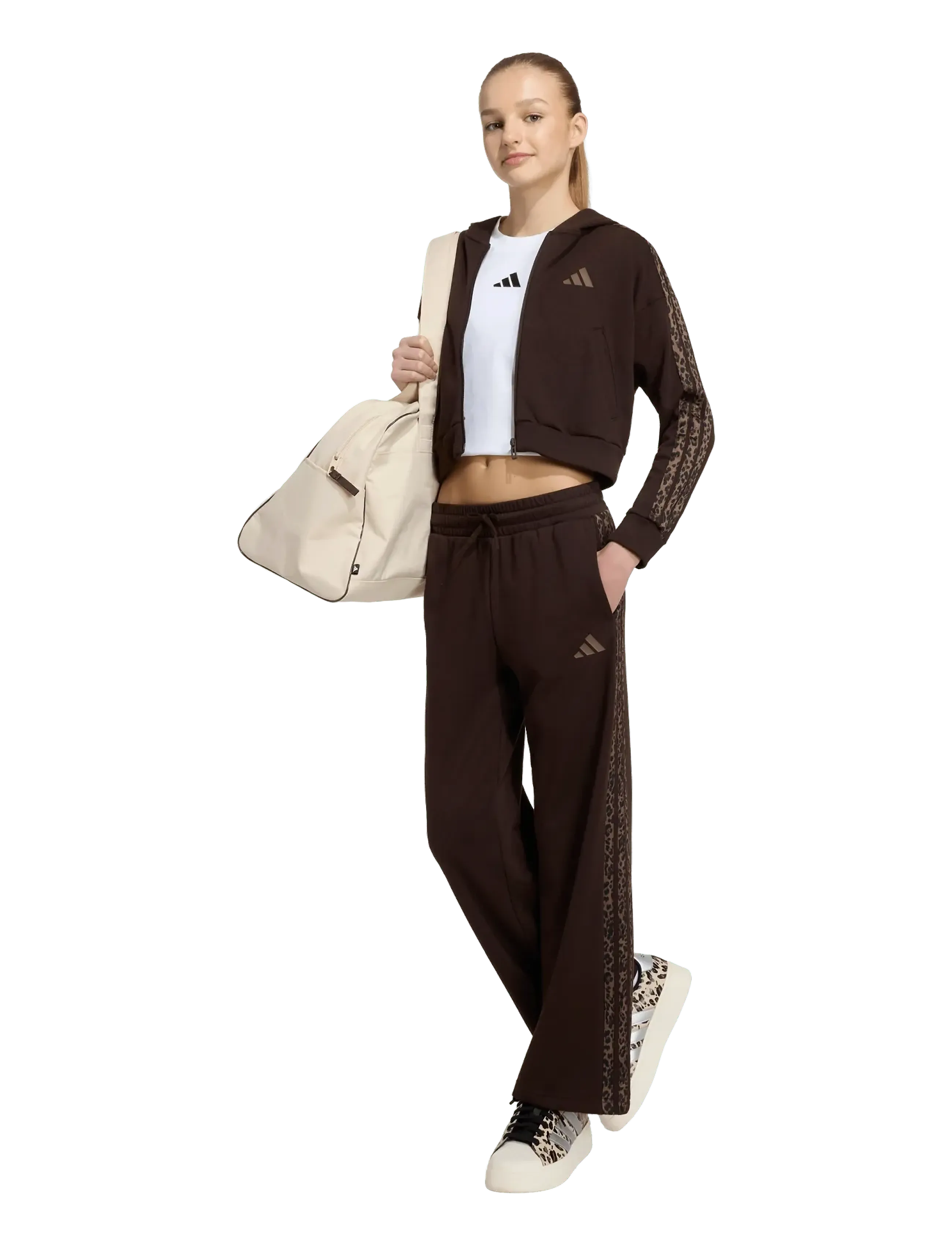 adidas Sportswear Jg An 3S Ft Pt, 140, Brown, Underdele > Joggingbukser, Børn