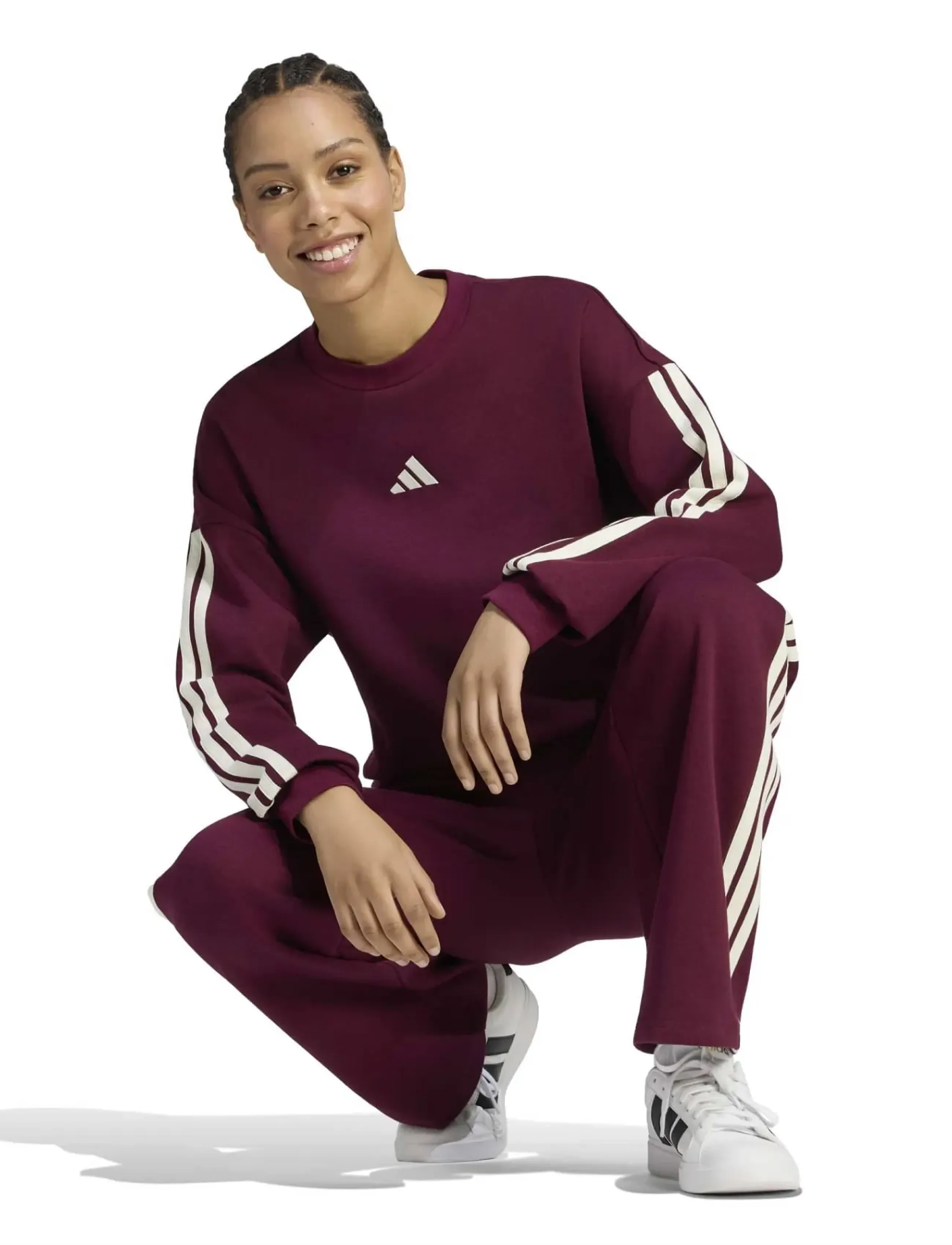 adidas Sportswear - W 3S FL OH PT - träningsbyxor - maroon/ivory - 3