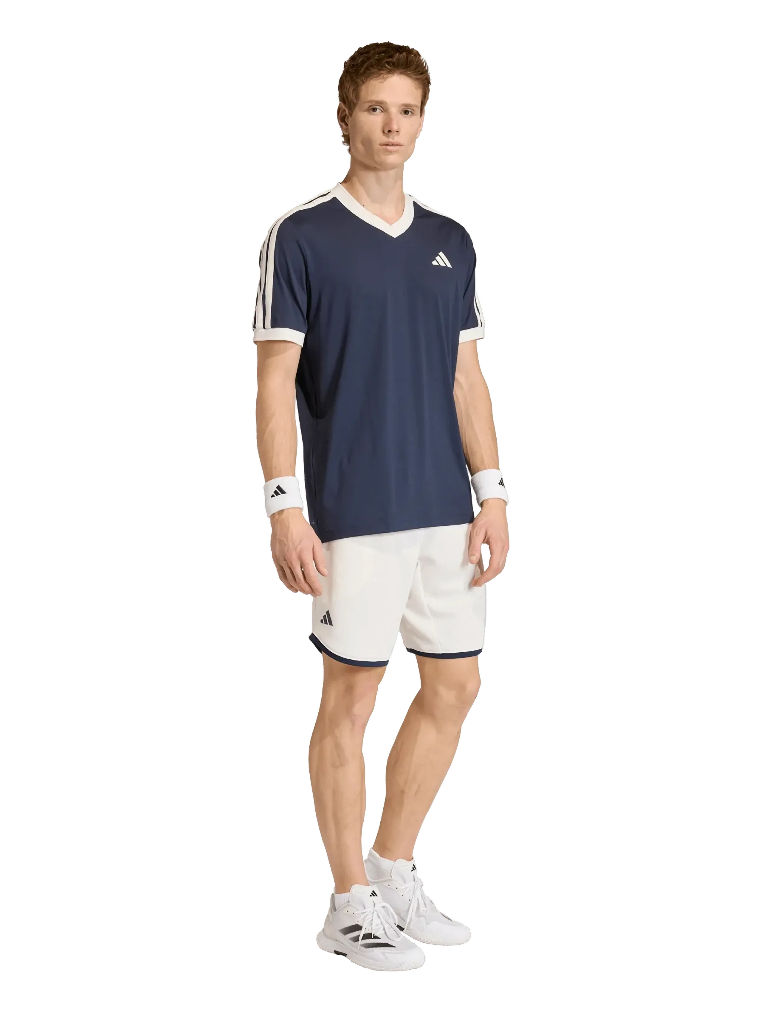 adidas Tennis Heritage Tee, V-Hals T-Shirt, Navy, Str: L