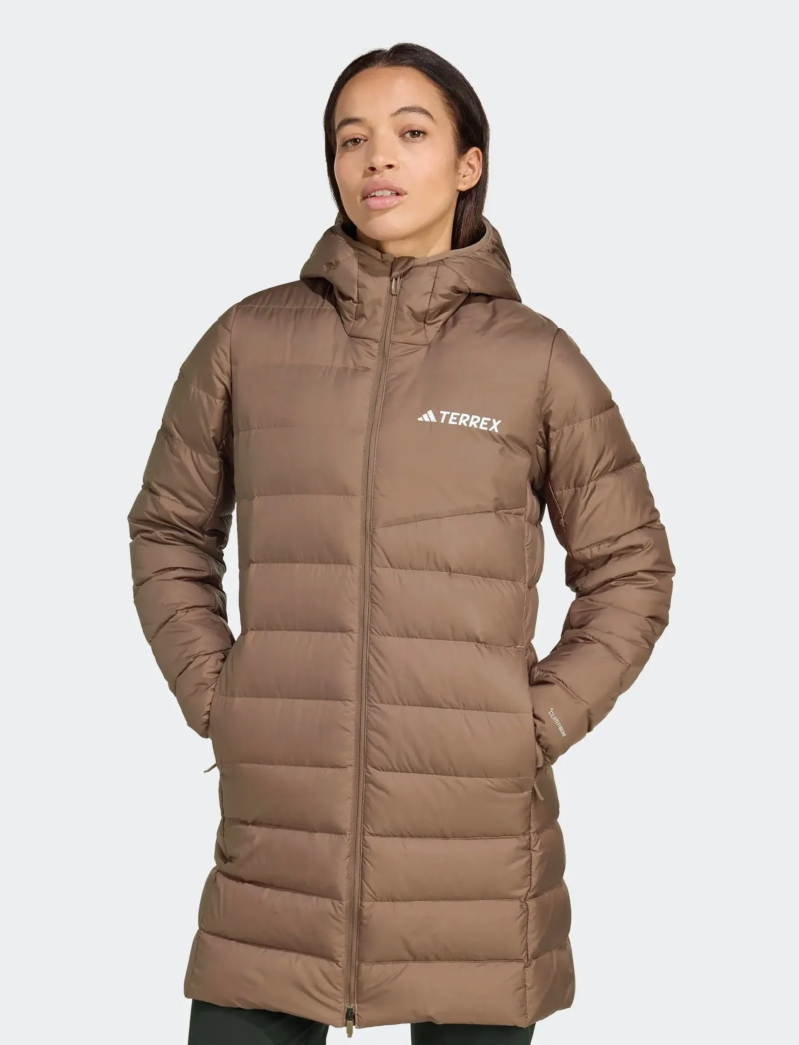 adidas Terrex W Mt Down Parka, Kvinder, Vatteret Parka Med Hætte, Beige, Str: S