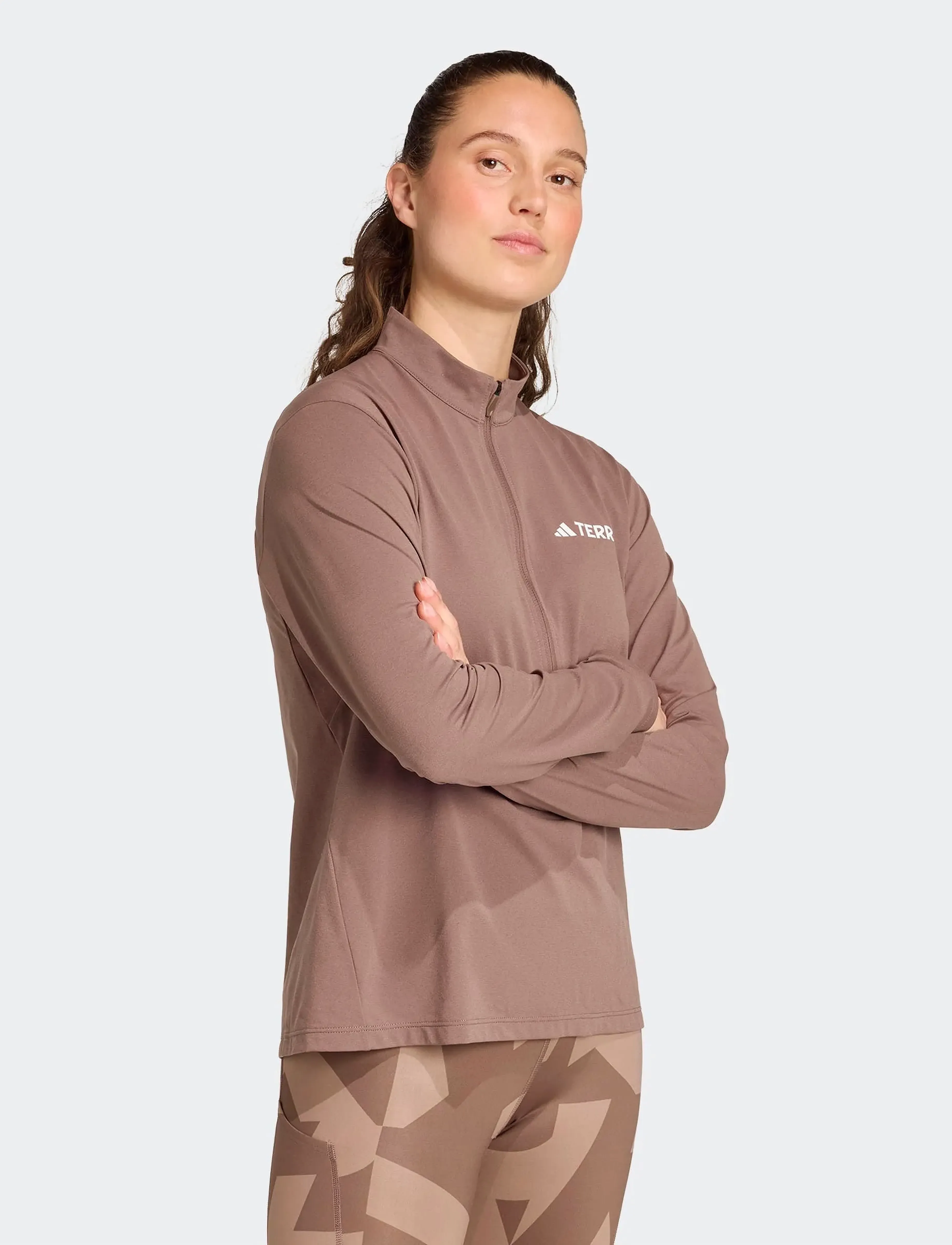 adidas Terrex W MT HALFZ LS T - Langermede topper - EARSTR / brown
