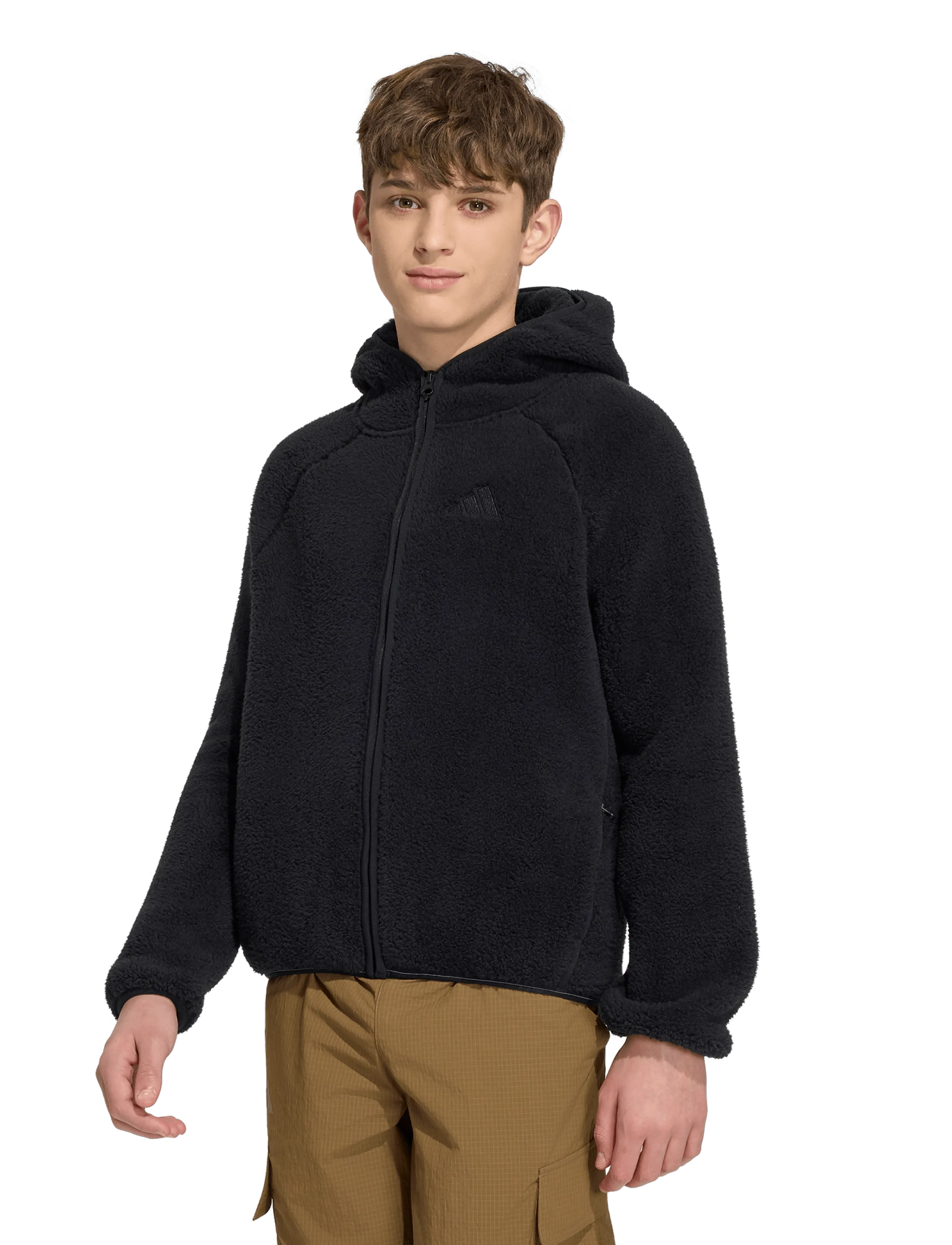 adidas Terrex K Xpl Fz Ho Fle, Børn, Teddyfleece Hættejakke, Sort, Str: 170