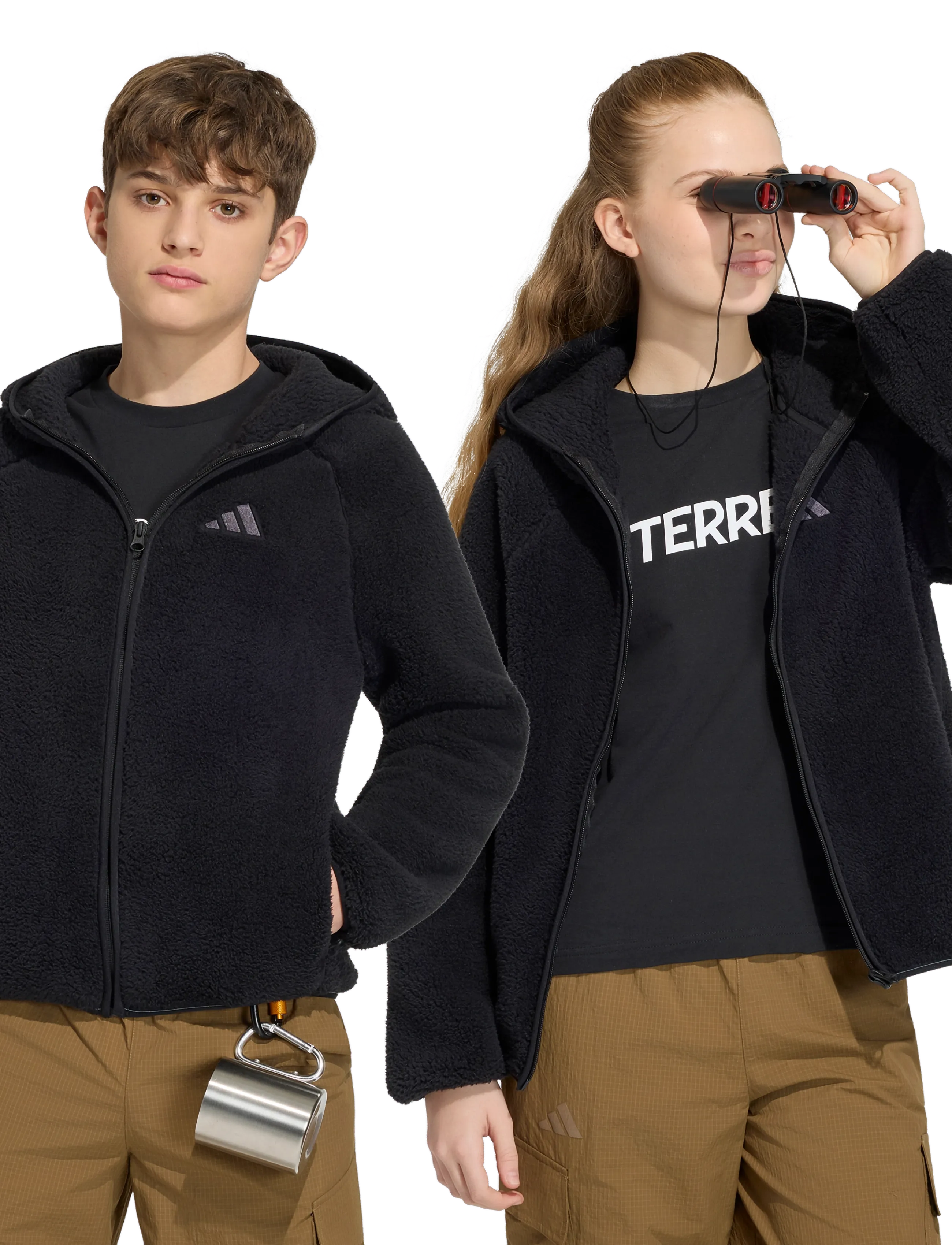 adidas Terrex - K XPL FZ HO FLE - fleece jackets - black - 4